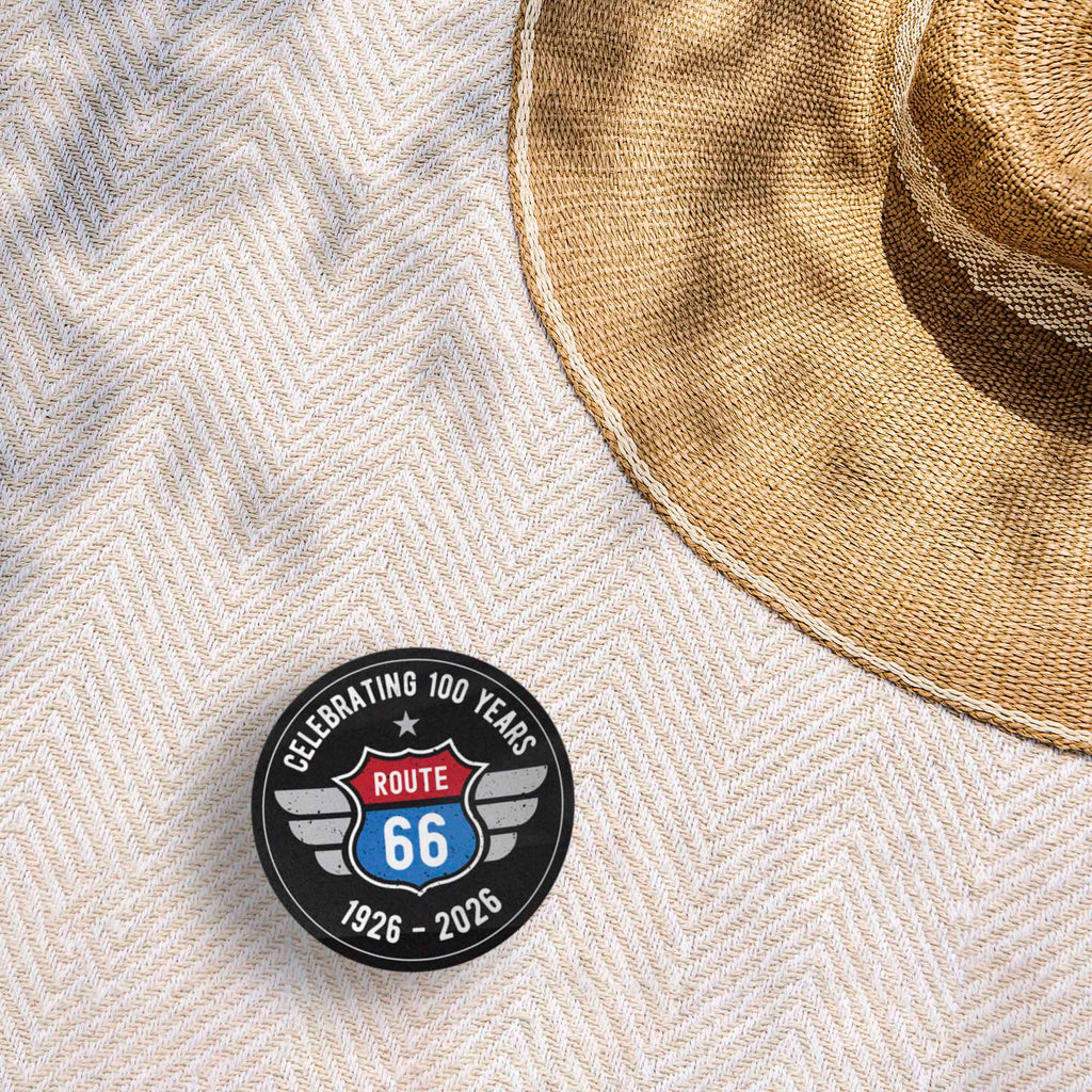 100th Anniversary Route 66 Sticker - Black Circle