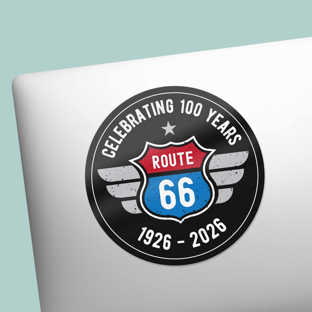 100th Anniversary Route 66 Sticker - Black Circle