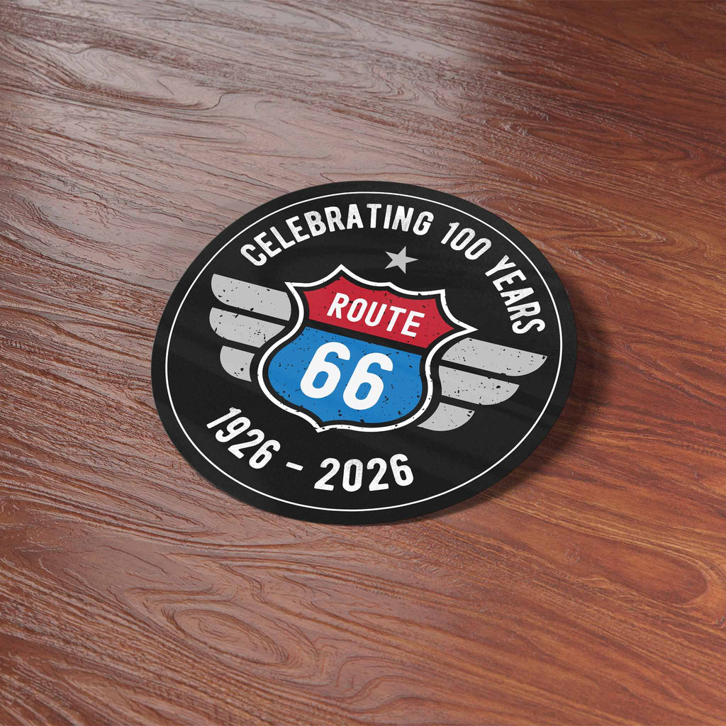 100th Anniversary Route 66 Sticker - Black Circle