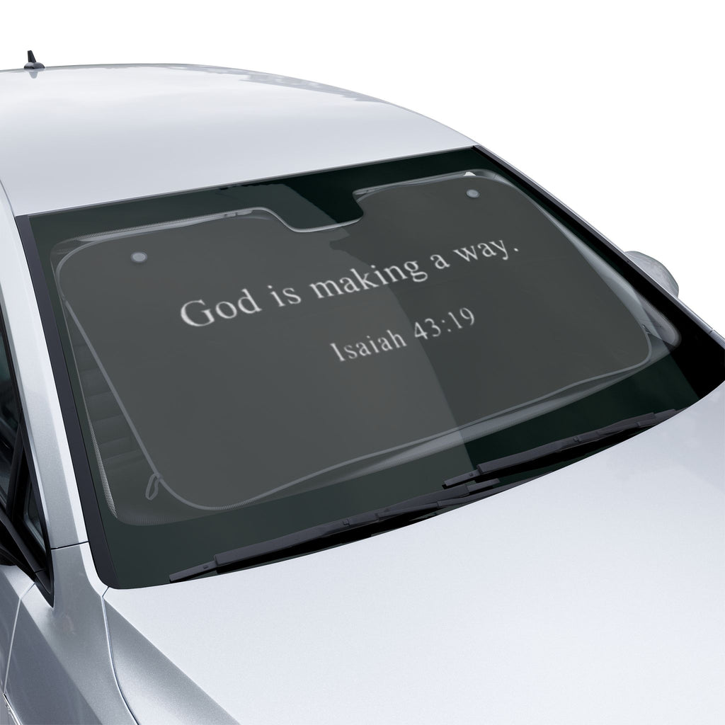 Car Sun Shade - "God is Making a Way" Isaiah 43:19 Christian Windshield Cover