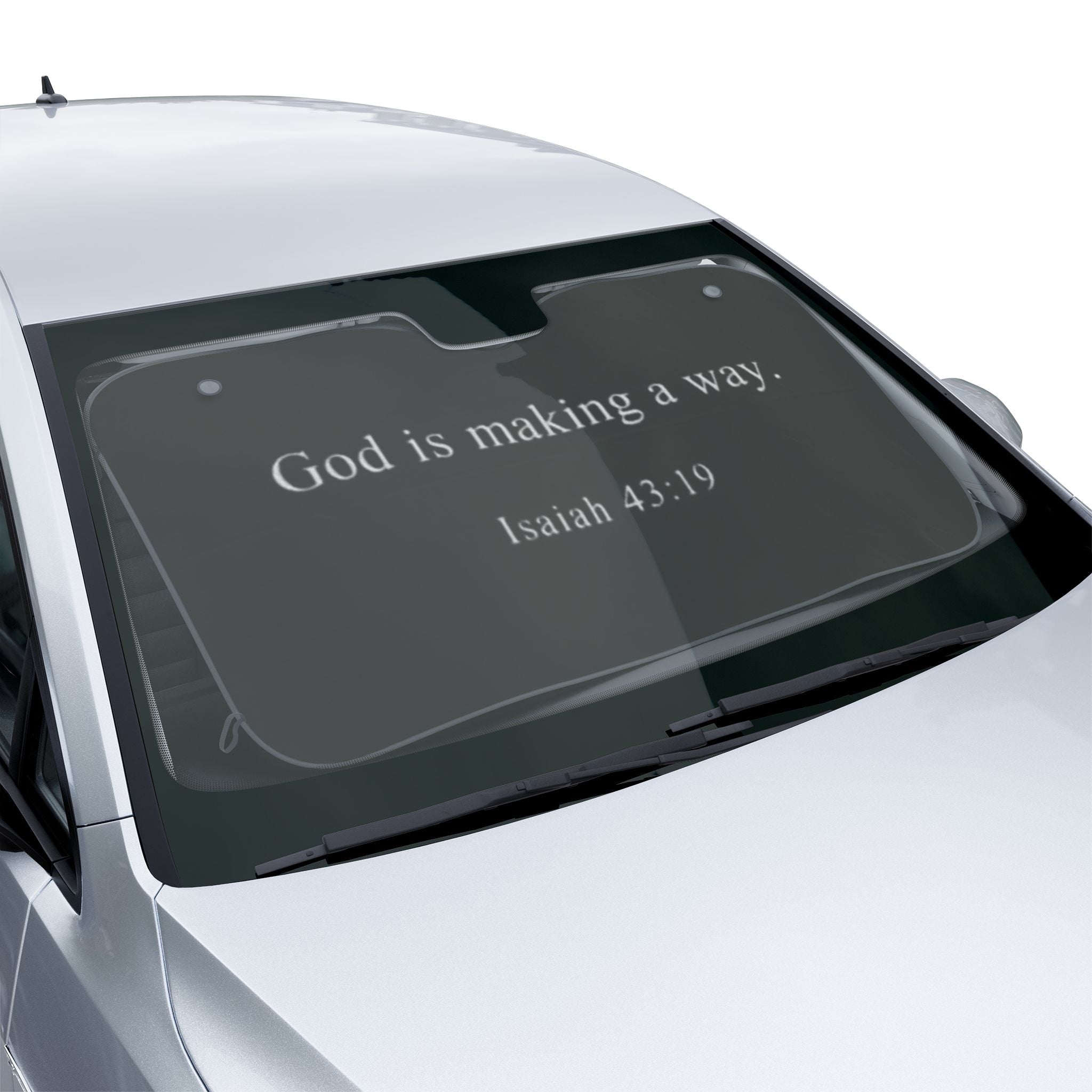 Car Sun Shade - "God is Making a Way" Isaiah 43:19 Christian Windshield Cover