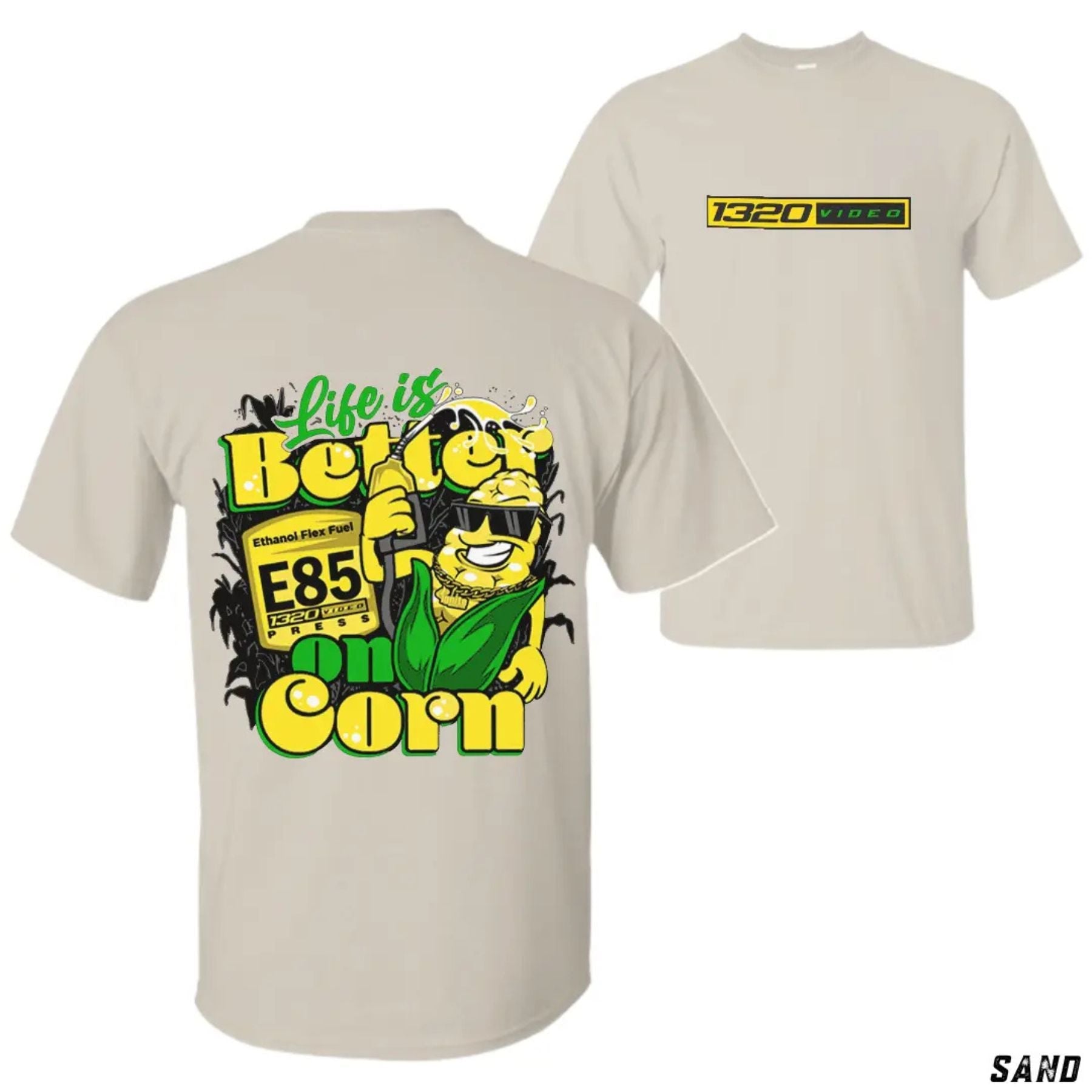 1320 Video "Corn Fuel" T-Shirt - Fun E85 Ethanol Graphic Tee, Street Racing Apparel