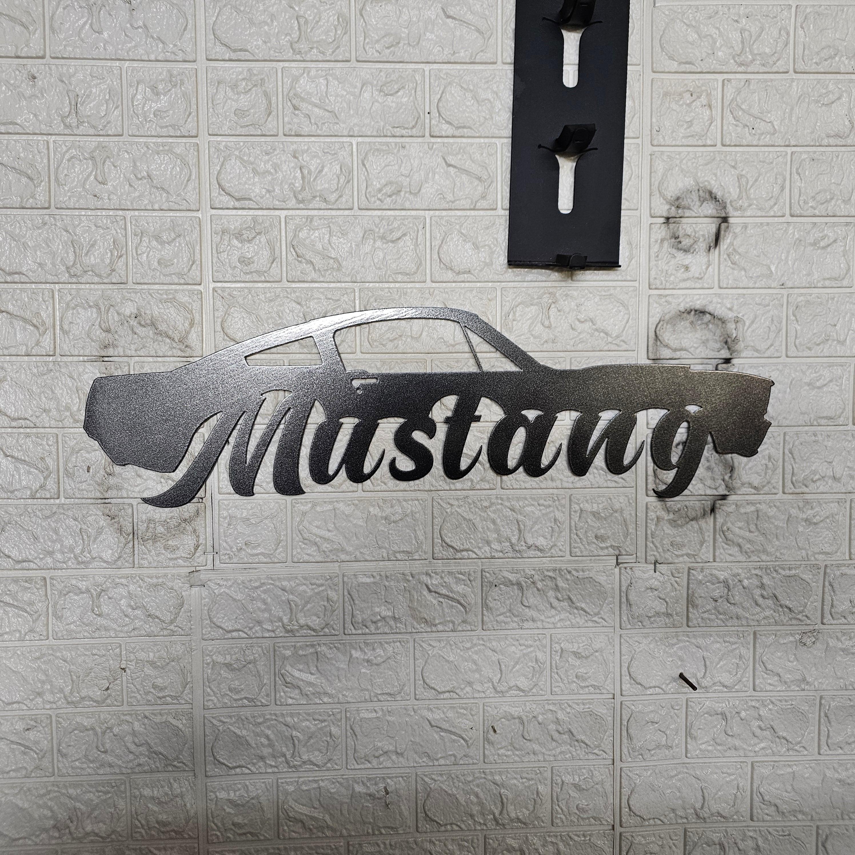 Classic Mustang Fastback Metal Wall Art – Plasma Cut Steel Garage Decor – Retro Car Gift for Mancave, Office, or Bar 20"x6"