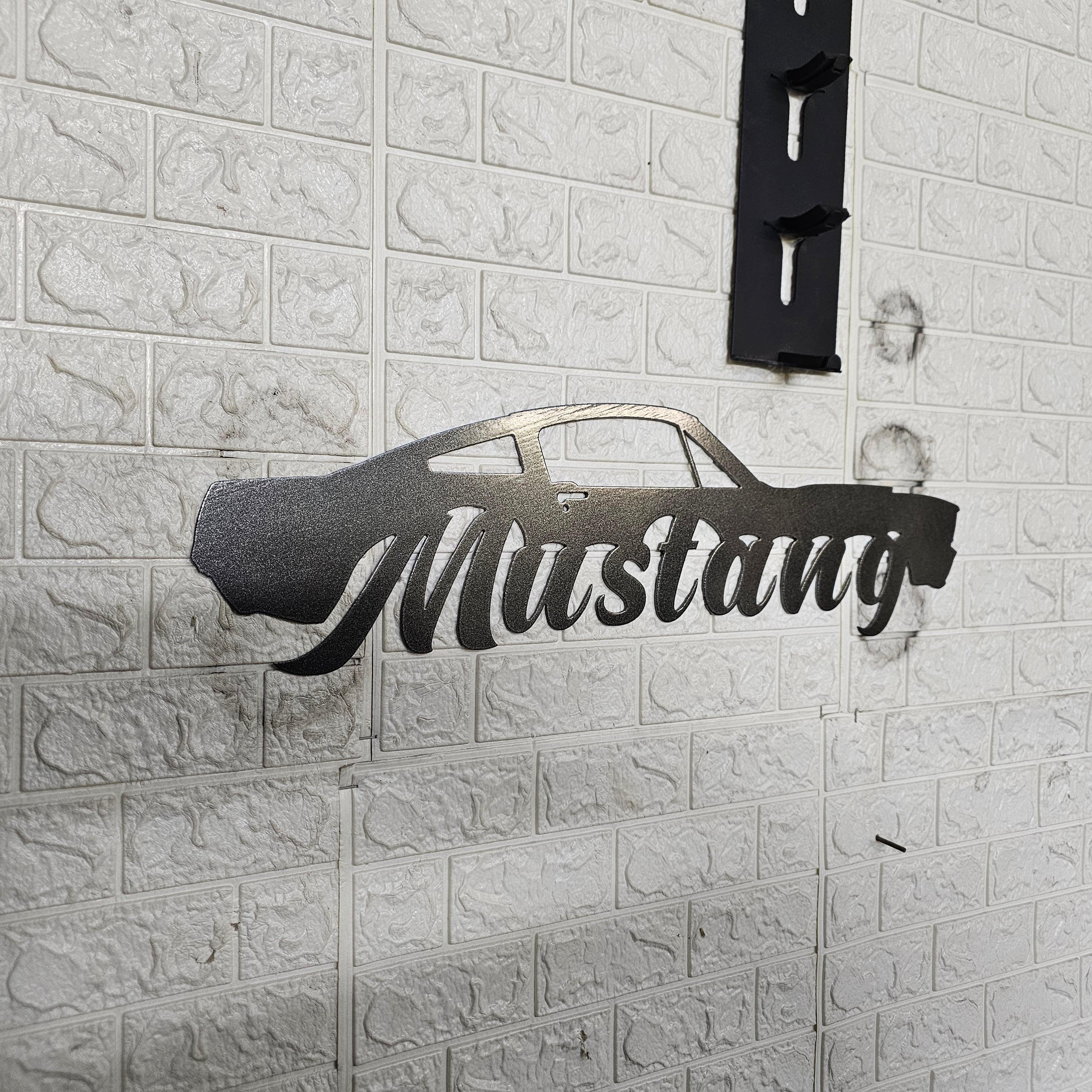 Classic Mustang Fastback Metal Wall Art – Plasma Cut Steel Garage Decor – Retro Car Gift for Mancave, Office, or Bar 20"x6"