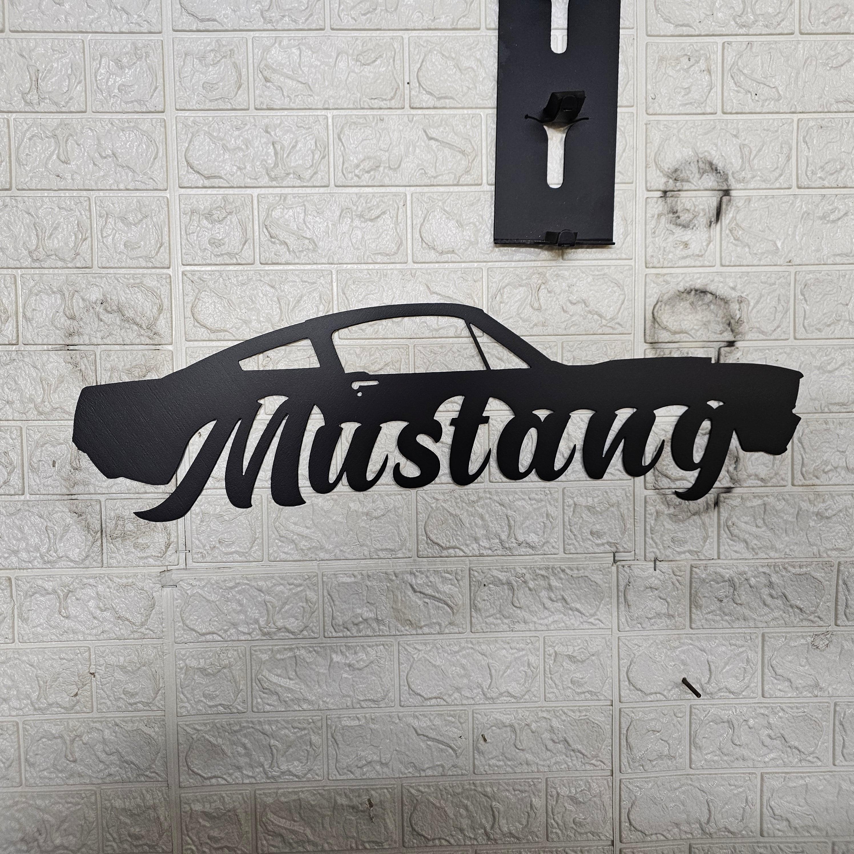 Classic Mustang Fastback Metal Wall Art – Plasma Cut Steel Garage Decor – Retro Car Gift for Mancave, Office, or Bar 20"x6"