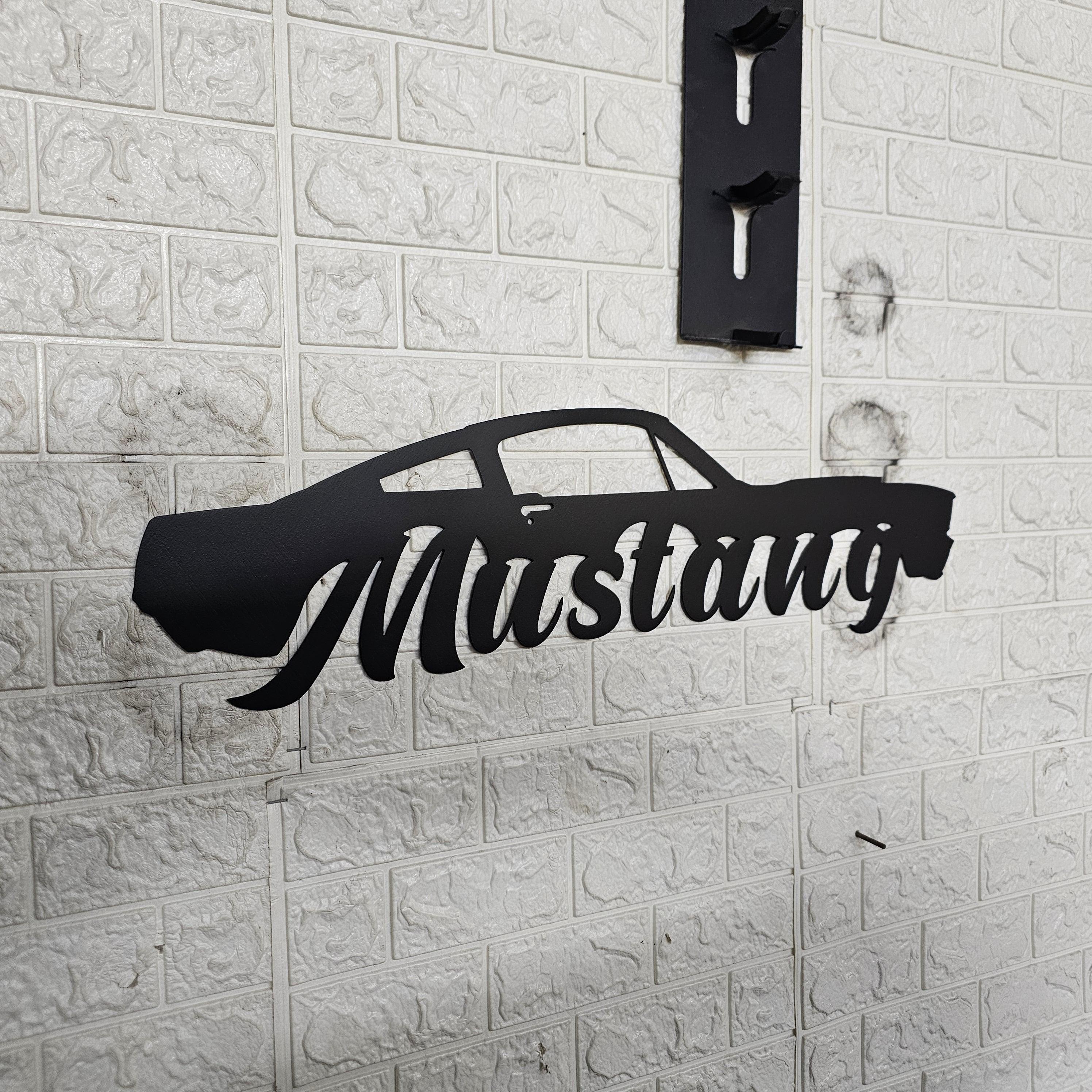 Classic Mustang Fastback Metal Wall Art – Plasma Cut Steel Garage Decor – Retro Car Gift for Mancave, Office, or Bar 20"x6"