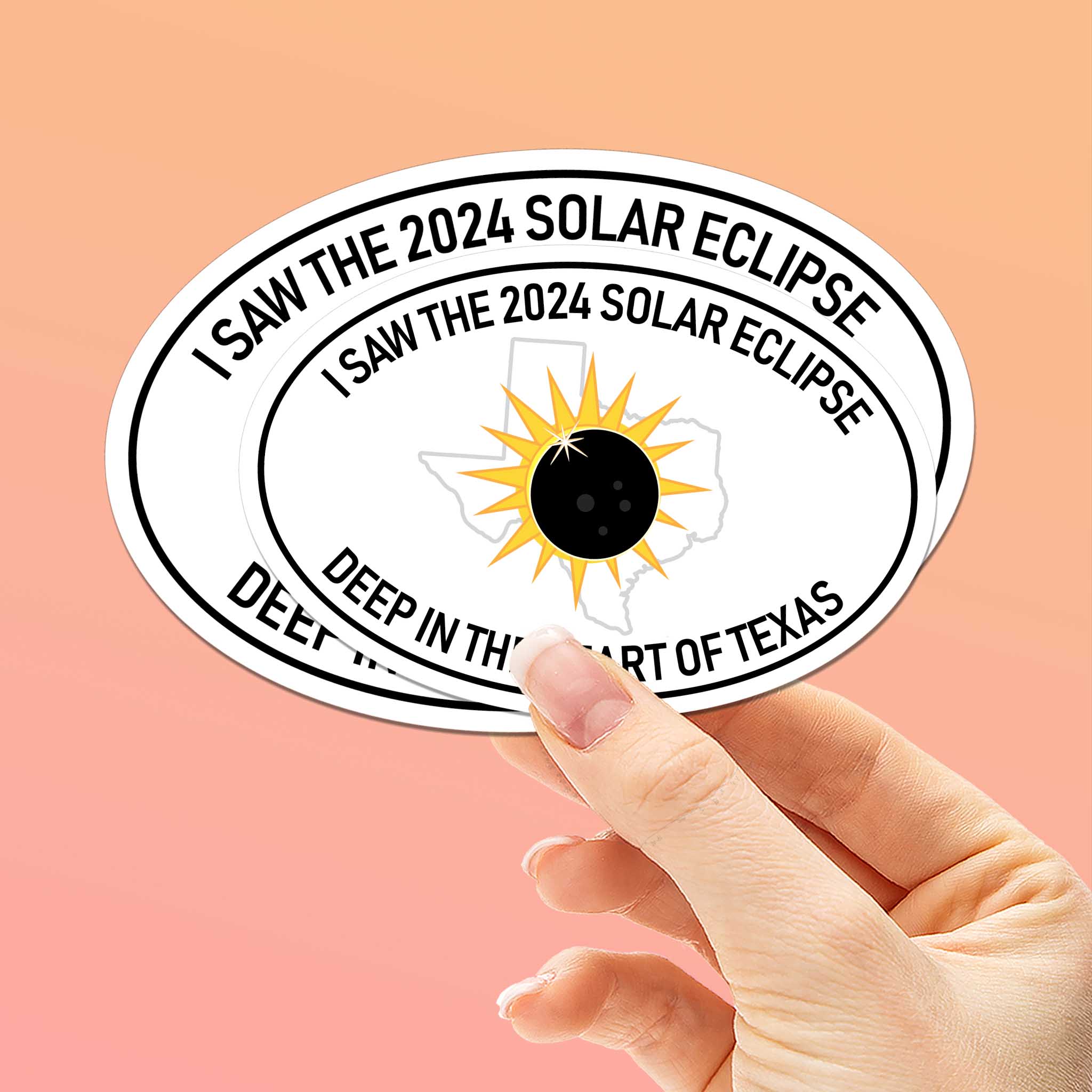 2024 Texas Solar Eclipse Sticker, White Oval