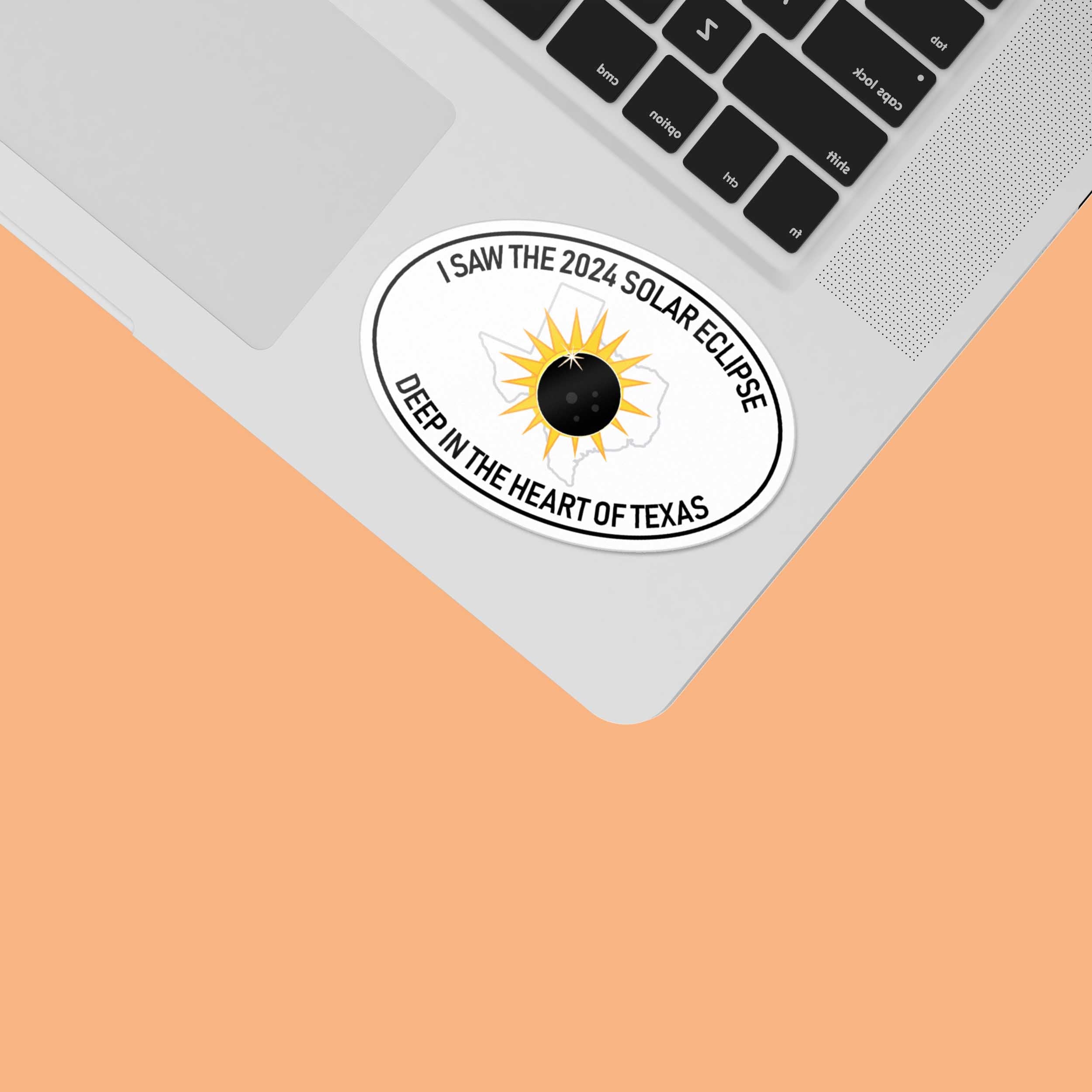 2024 Texas Solar Eclipse Sticker, White Oval
