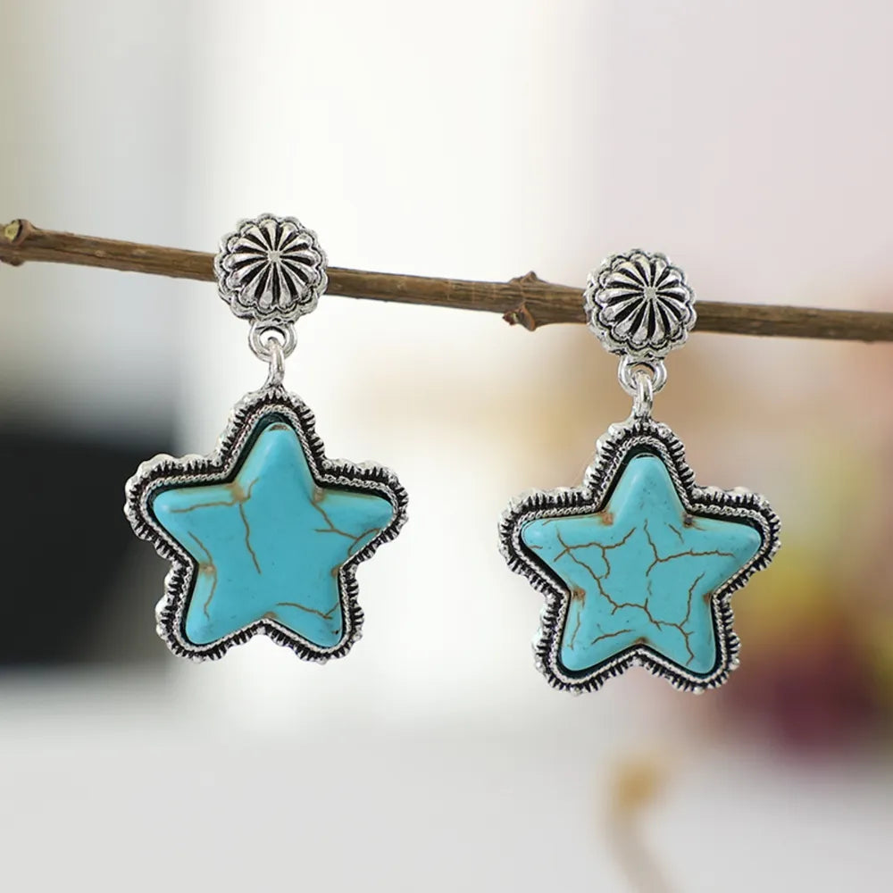 Turquoise Alloy Star Earrings