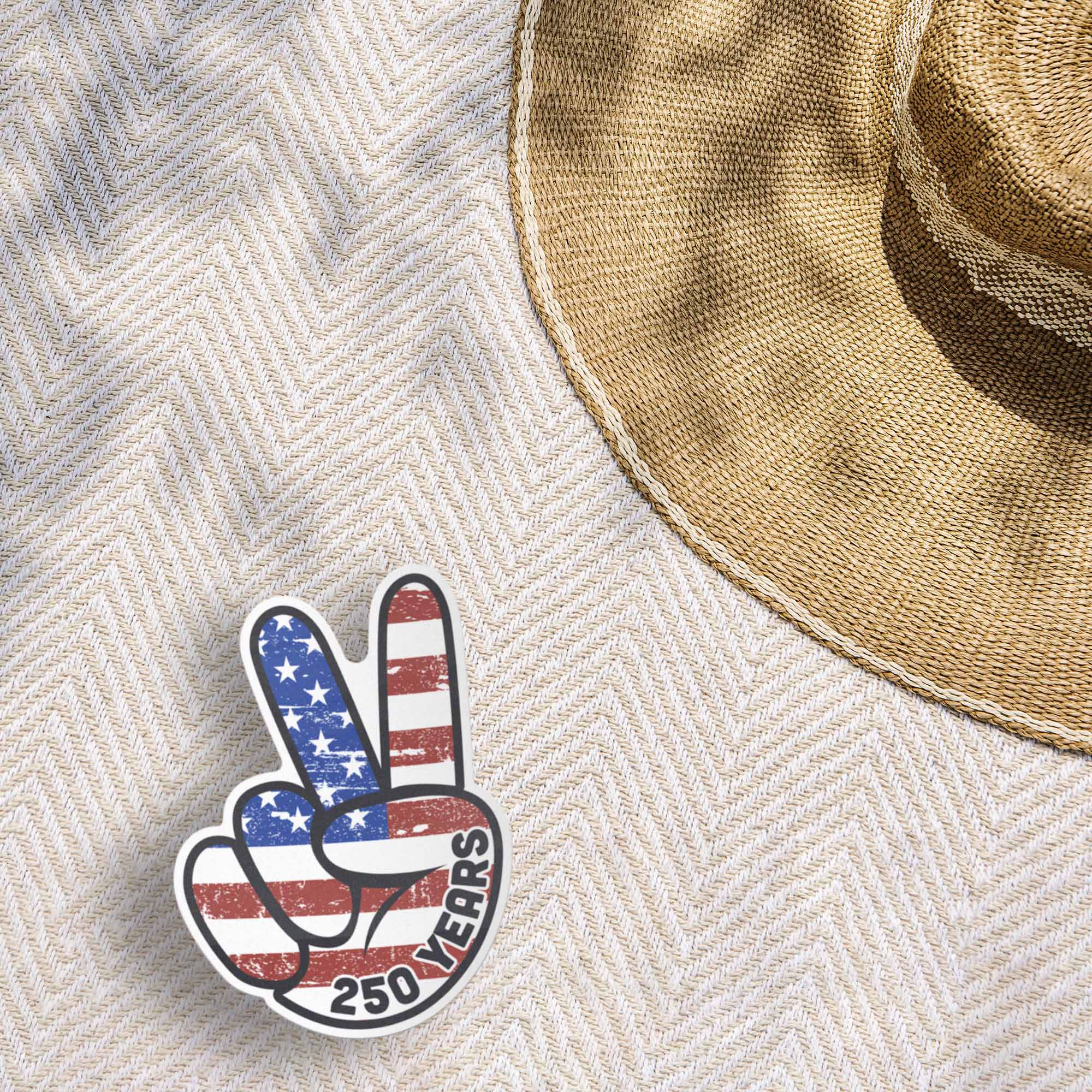 250th Anniversary American Flag Peace Sign Sticker - Cool Patriotic USA Decal