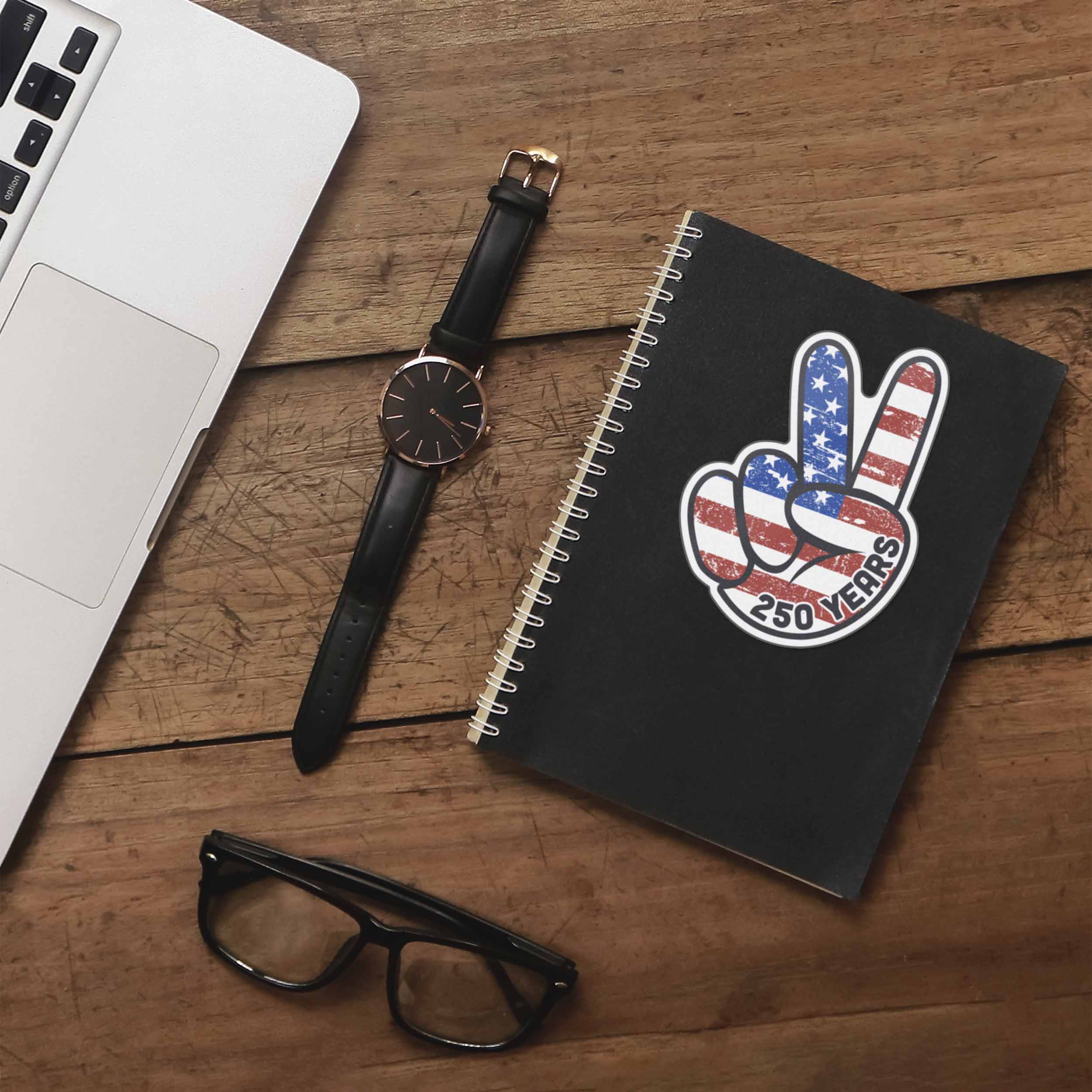 250th Anniversary American Flag Peace Sign Sticker - Cool Patriotic USA Decal