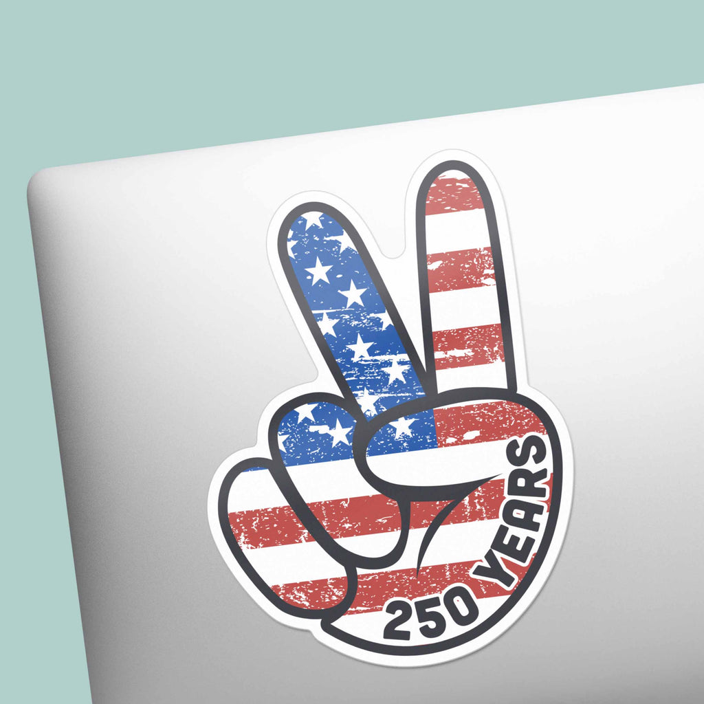 250th Anniversary American Flag Peace Sign Sticker - Cool Patriotic USA Decal