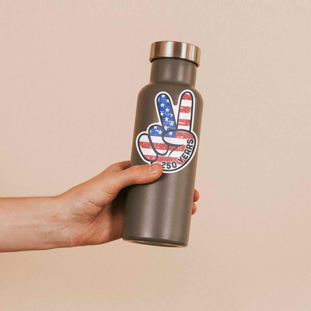 250th Anniversary American Flag Peace Sign Sticker - Cool Patriotic USA Decal