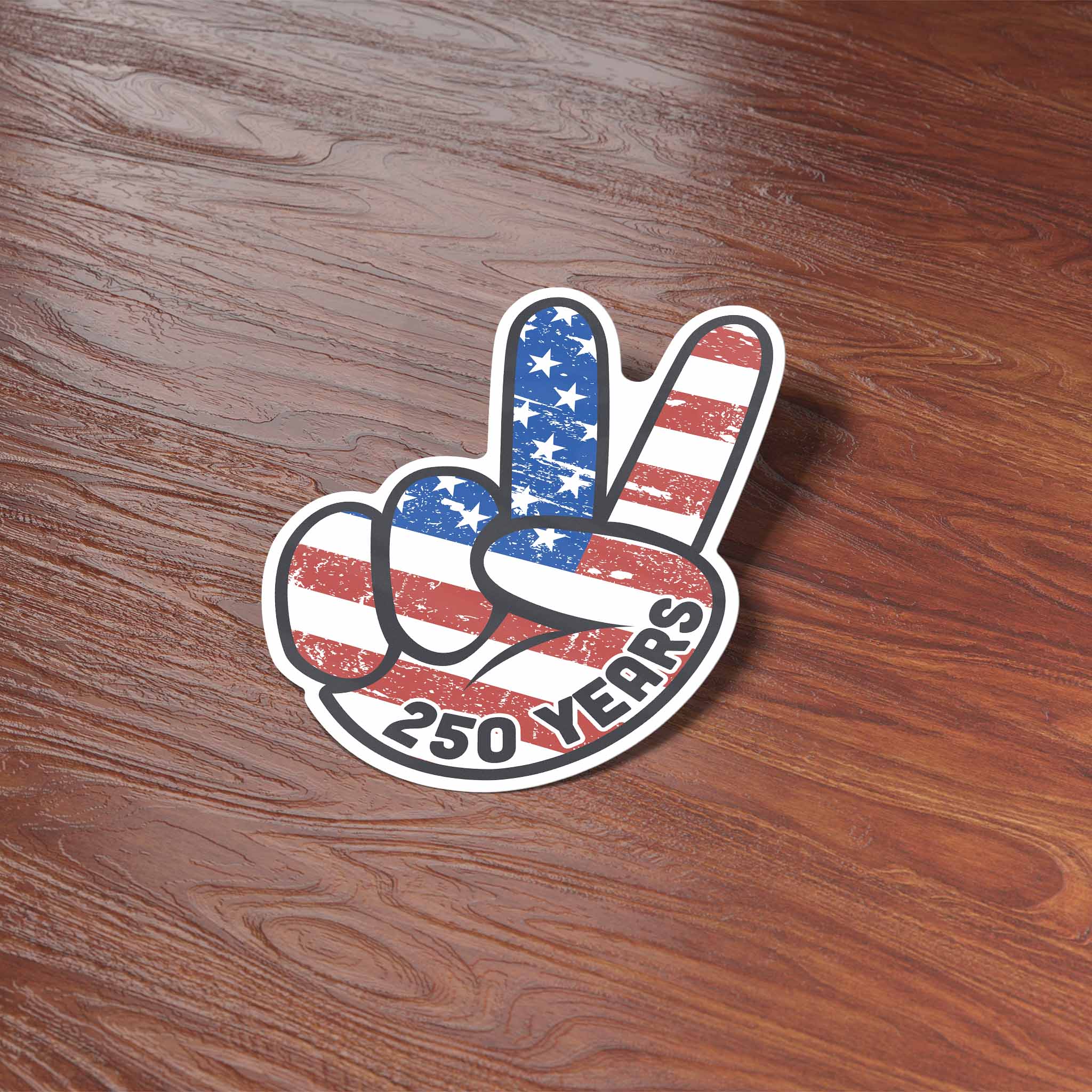 250th Anniversary American Flag Peace Sign Sticker - Cool Patriotic USA Decal