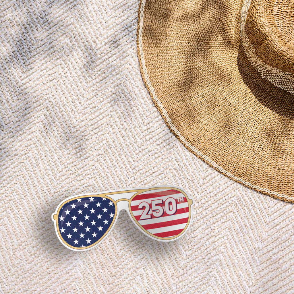 250th Anniversary American Flag Sunglasses Sticker - Cool Patriotic USA Decal