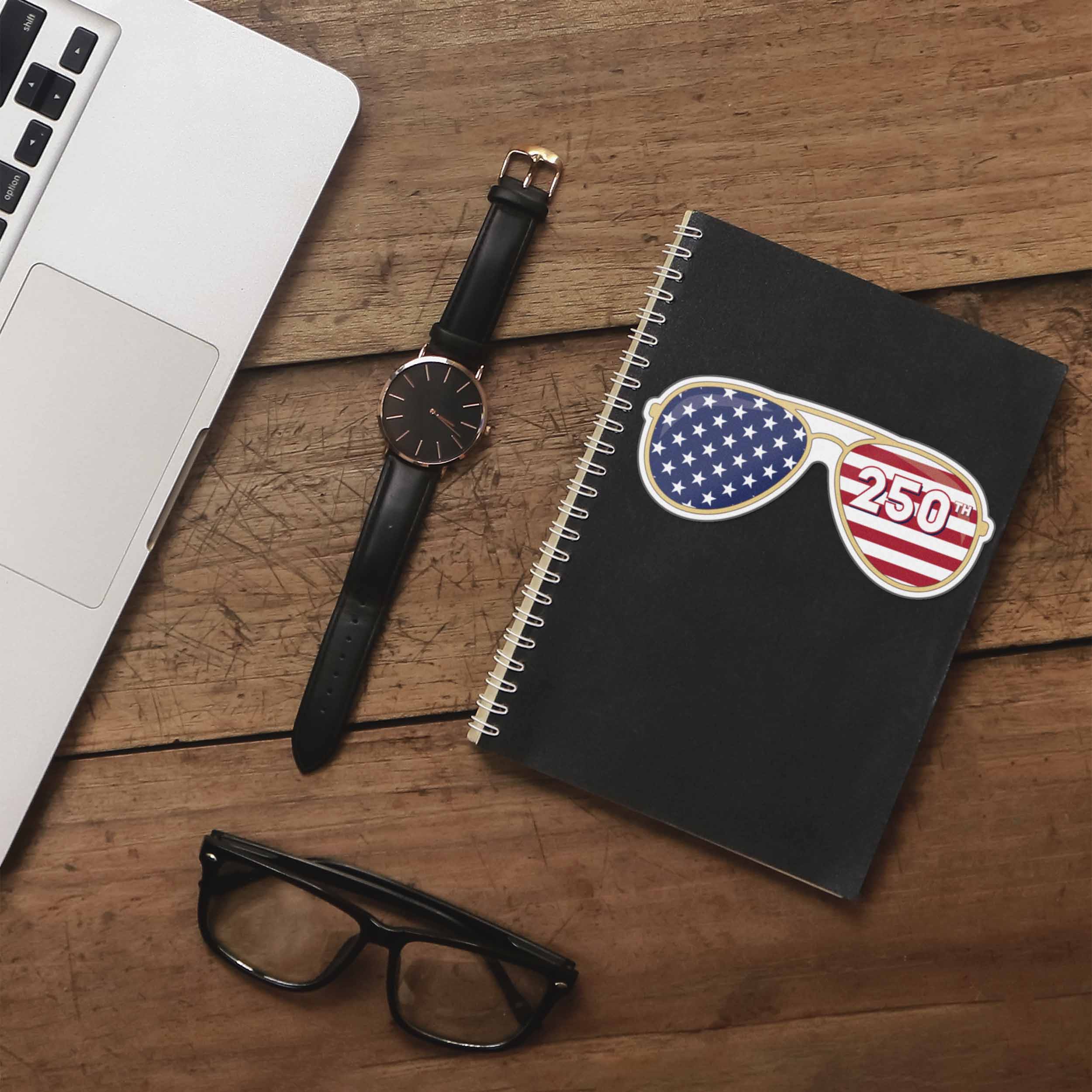250th Anniversary American Flag Sunglasses Sticker - Cool Patriotic USA Decal