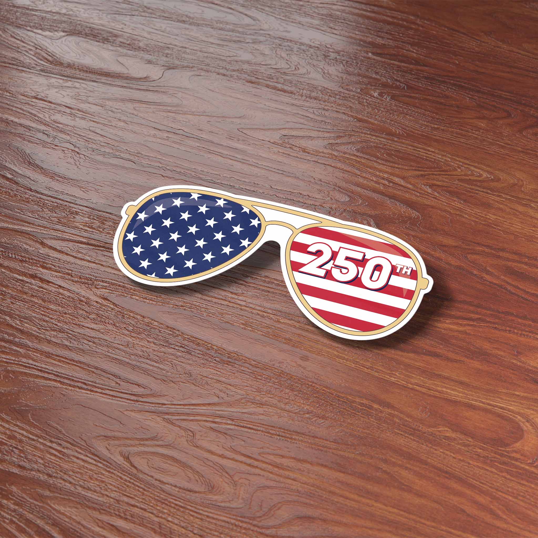 250th Anniversary American Flag Sunglasses Sticker - Cool Patriotic USA Decal