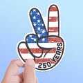 250th Anniversary American Flag Peace Sign Sticker - Cool Patriotic USA Decal