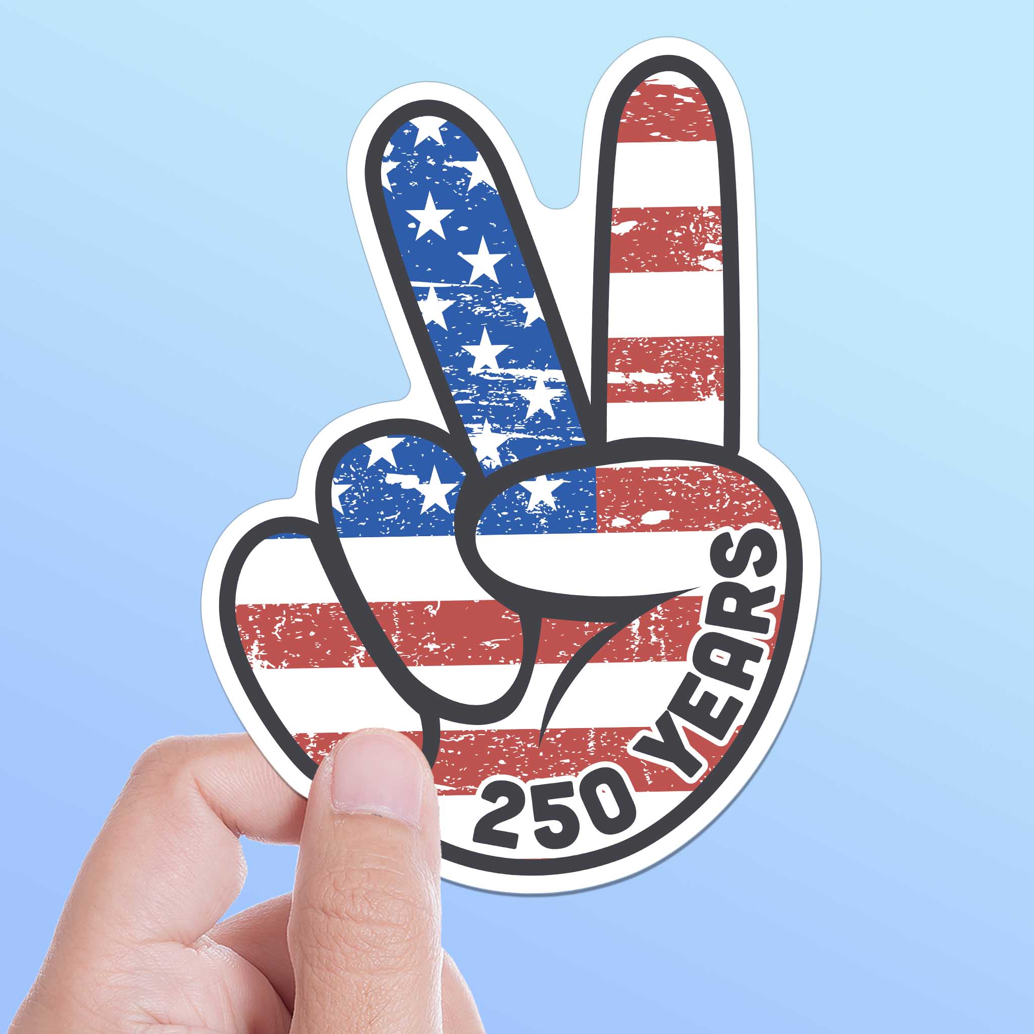 250th Anniversary American Flag Peace Sign Sticker - Cool Patriotic USA Decal