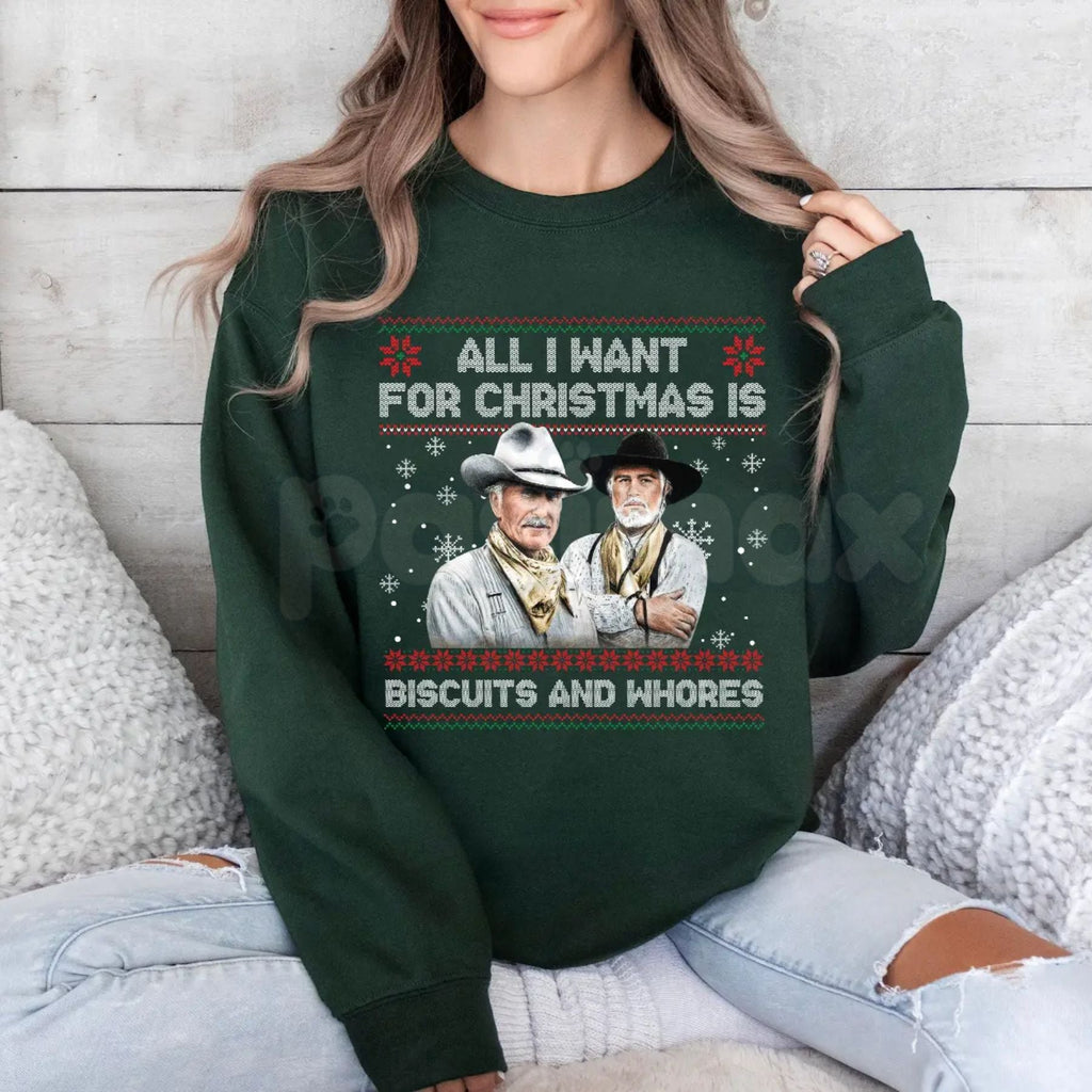 Funny Christmas Vacation Quote Ugly Sweatshirt | "Holy Shit Where's the Tylenol" Jumper | Funny Western Movie Shirt Ironic Holiday Gift