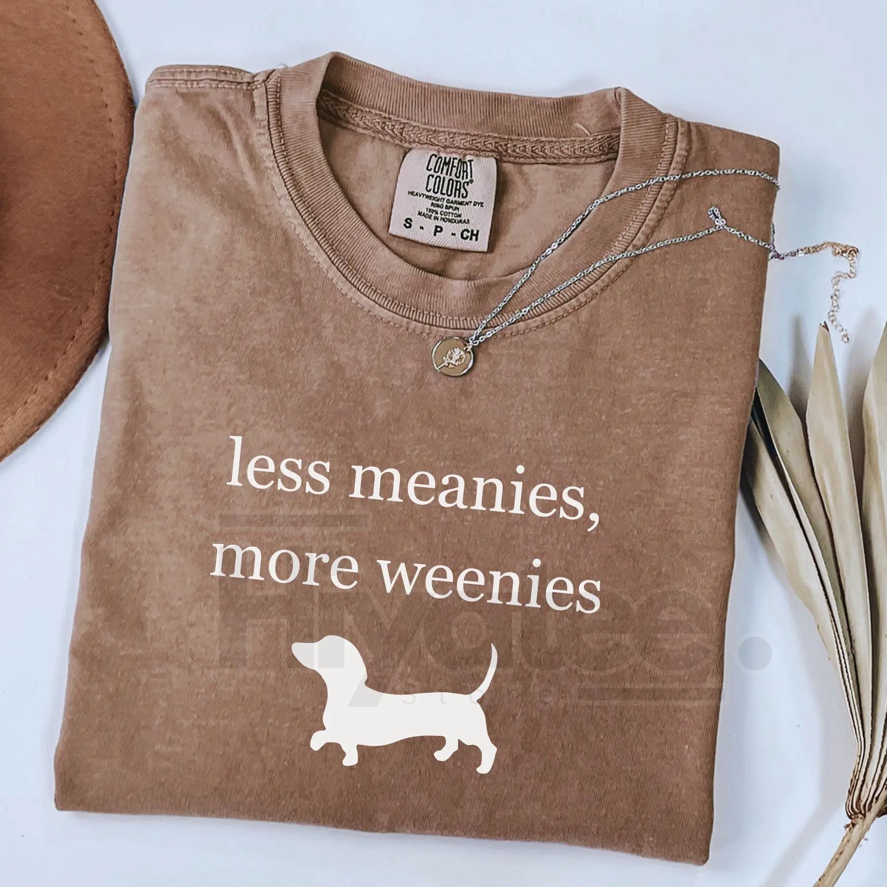 Comfort Colors Less Meanies More Weenies Shirt – Funny Dachshund T-Shirt, Doxie Mom Gift, Minimalist Weenie Dog Tee