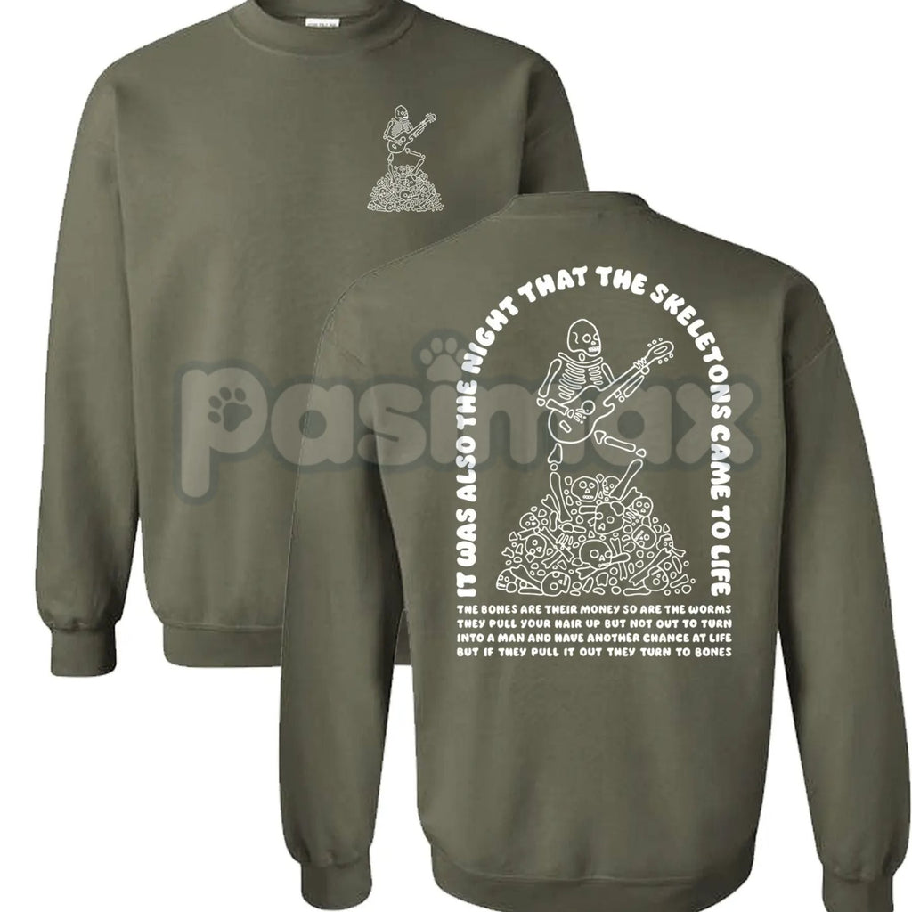 The Night That The Skeletons Came To Life Unisex Sweatshirt | Absurdist Spooky Cute Jumper | Niche Meme Apparel Gift