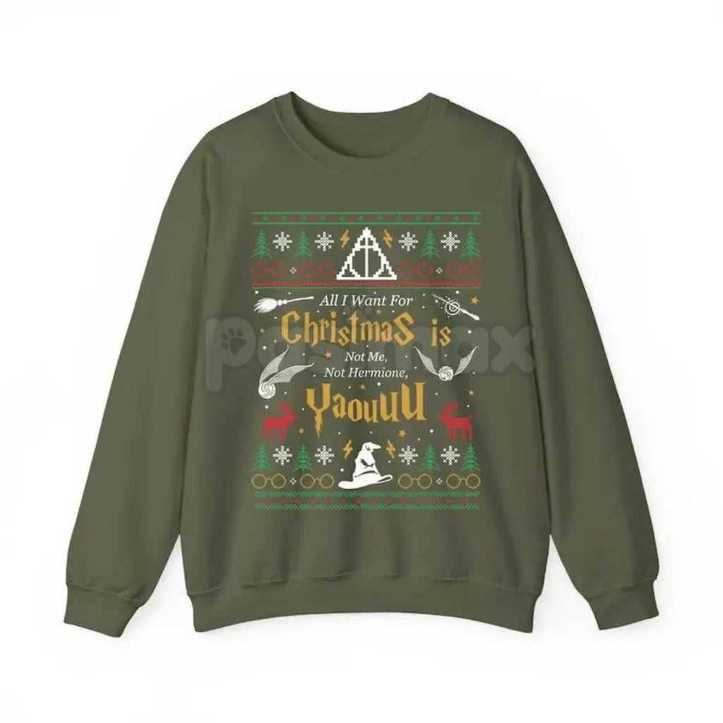 "All I Want for Christmas Is Not Me" Ugly Sweatshirt | Funny Women Xmas Crewneck | Self-Deprecating Holiday Sweater | Ironic Gag Gift