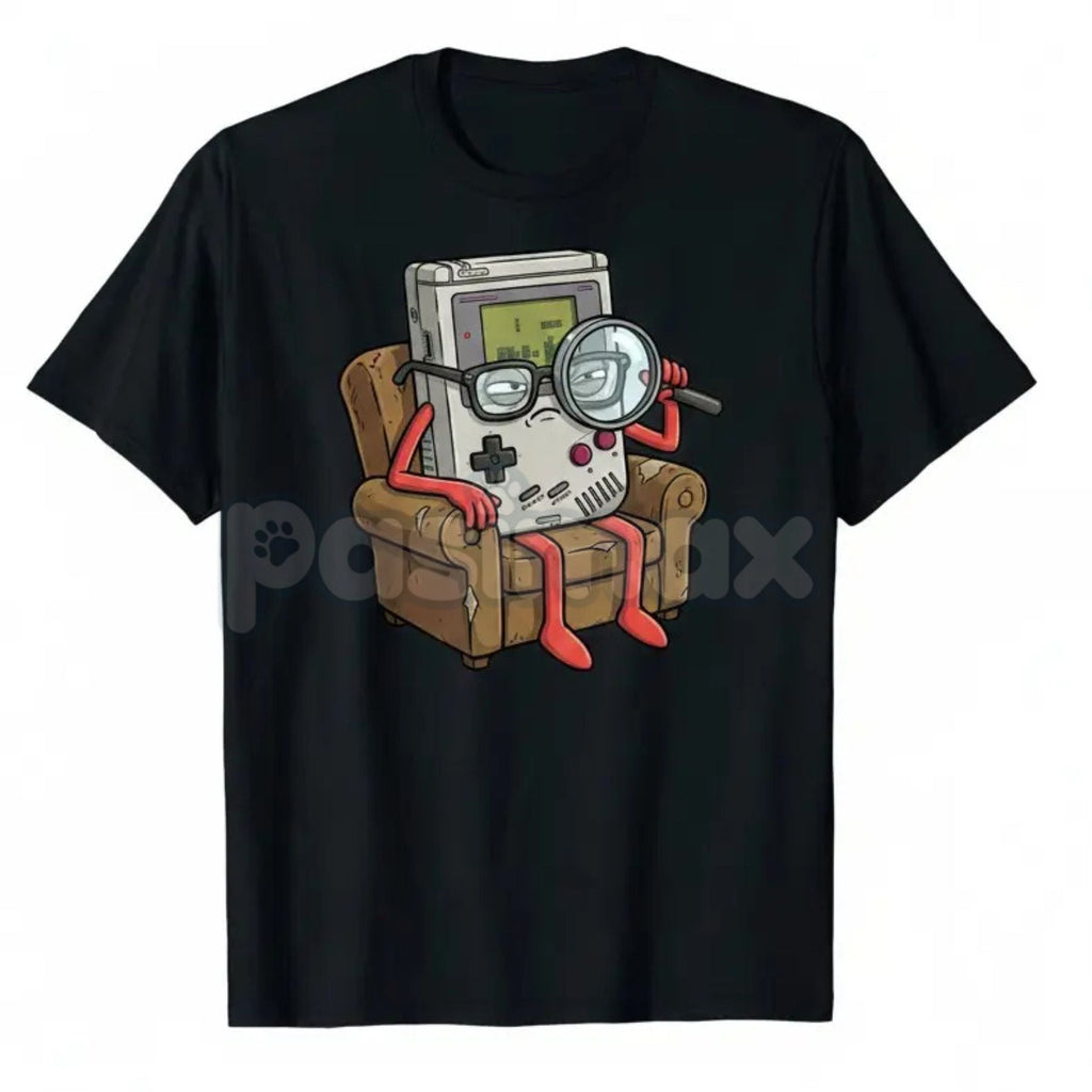 Cool Old Game Boy Detective Shirt - Retro Gaming Console Funny Cotton Graphic Tee, 8-Bit Detective Humor Apparel, Nostalgic Gaming Gift