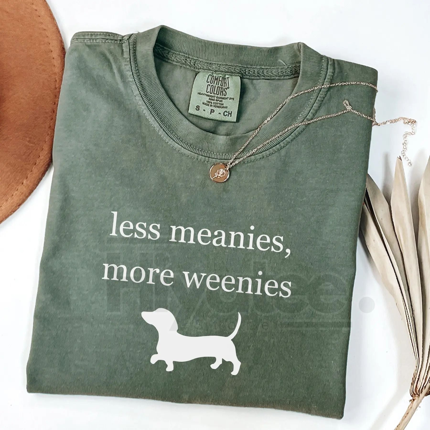 Comfort Colors Less Meanies More Weenies Shirt – Funny Dachshund T-Shirt, Doxie Mom Gift, Minimalist Weenie Dog Tee