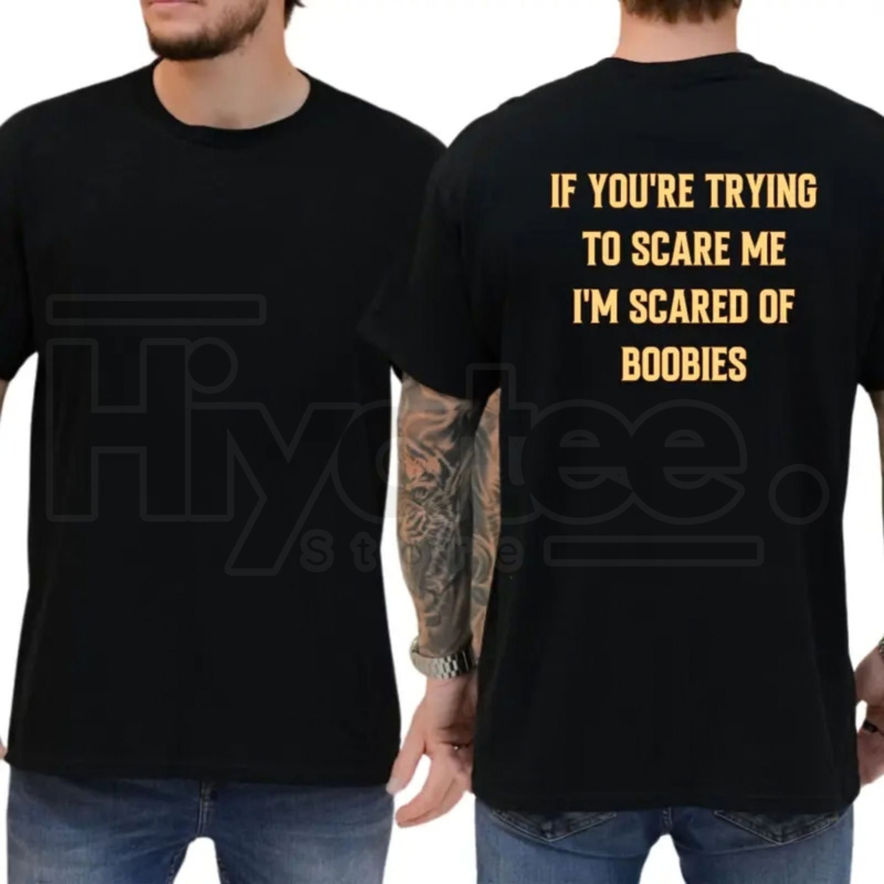 "I'm Scared Of Boobies" Funny T-Shirt – Humorous Adult Graphic Tee for Men