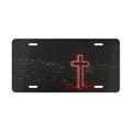 Neon Cross Vanity Plate - Religious Car License Plate, Nightlight City Skyline Design