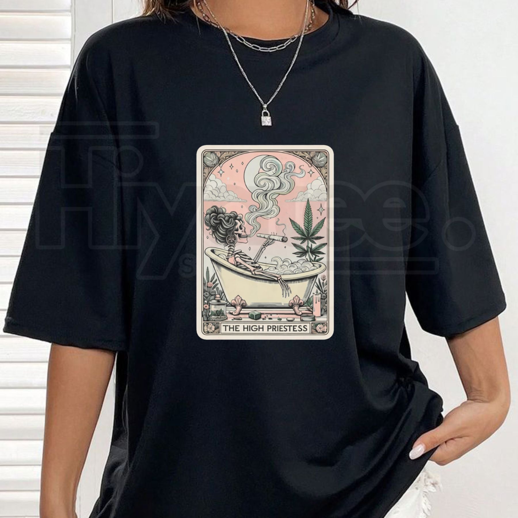 "The High Priestess" – Mystic Humorous Skeleton Tarot Card Graphic Top