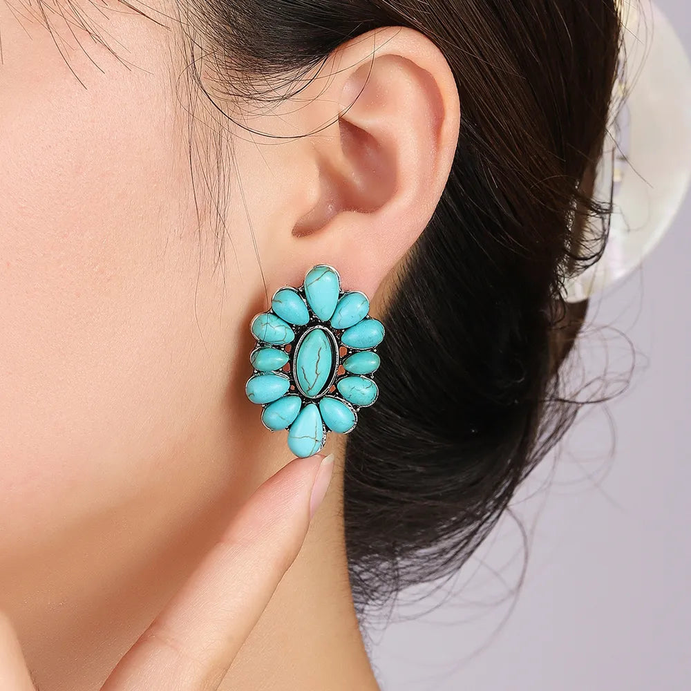 Flower Shape Turquoise Earrings