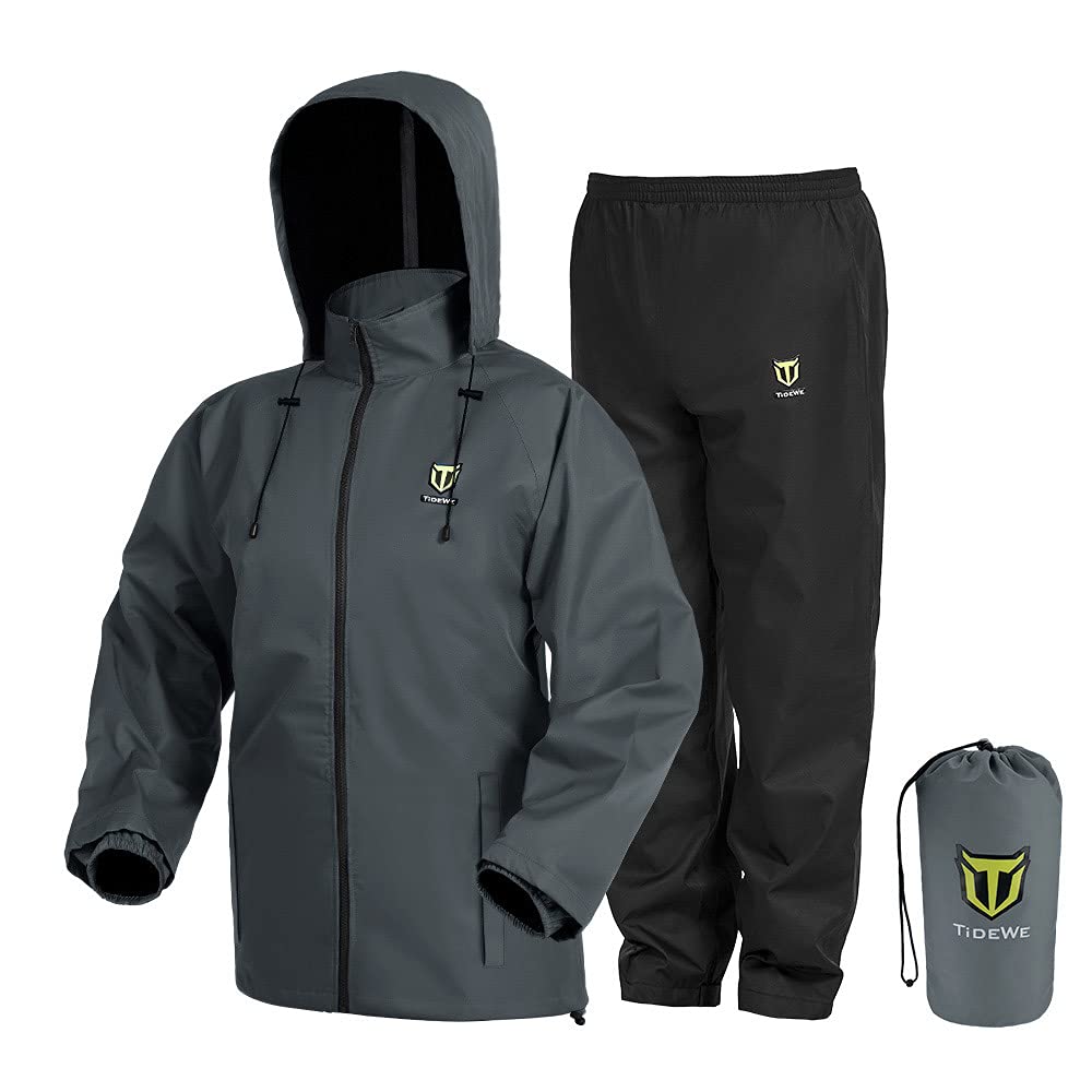 TIDEWE Rain Suit, Waterproof Breathable Lightweight 2 Pieces Rainwear