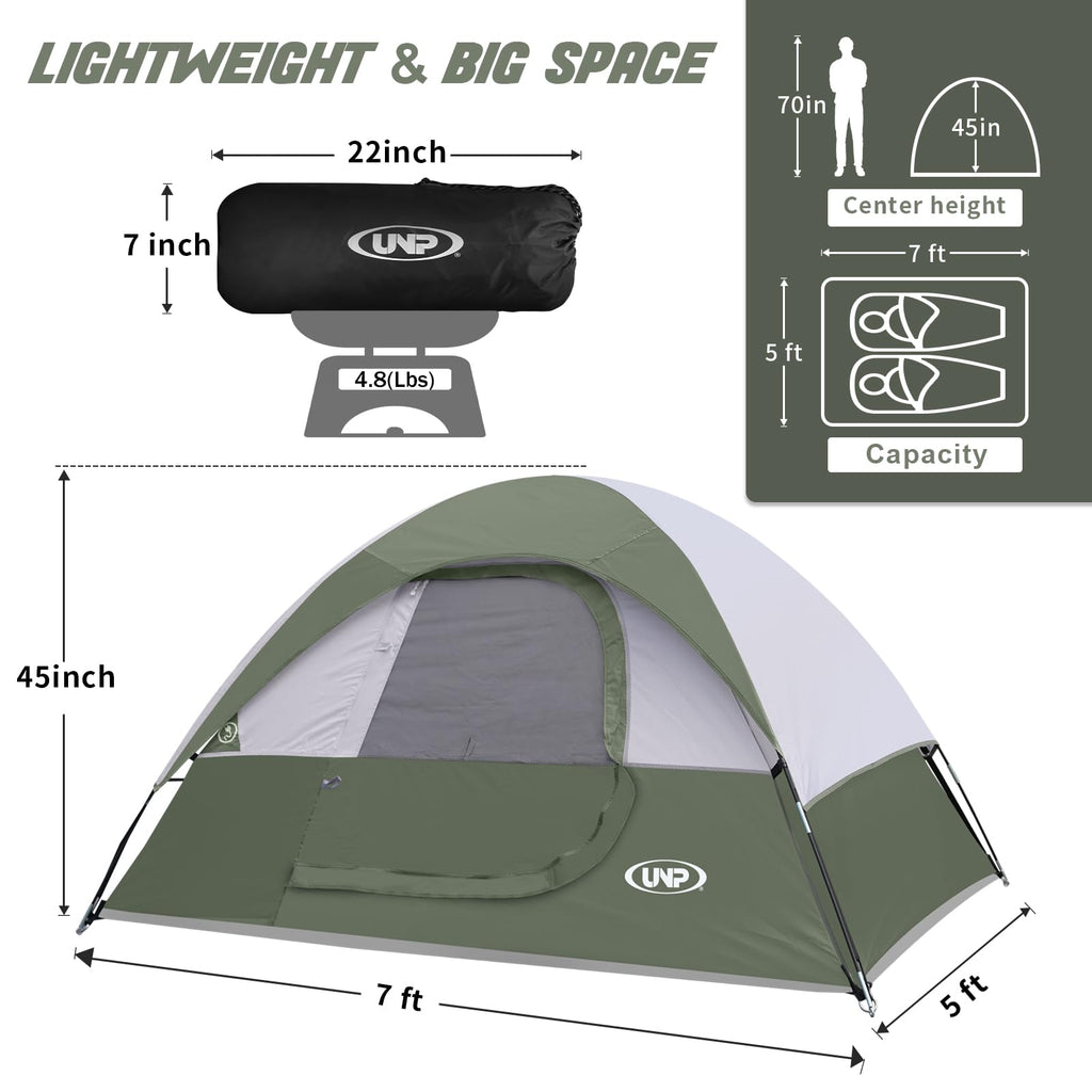 Camping Tent 2 Person, Waterproof Windproof Tent with Rainfly Easy Set up-Portable Dome Tents for Camping…