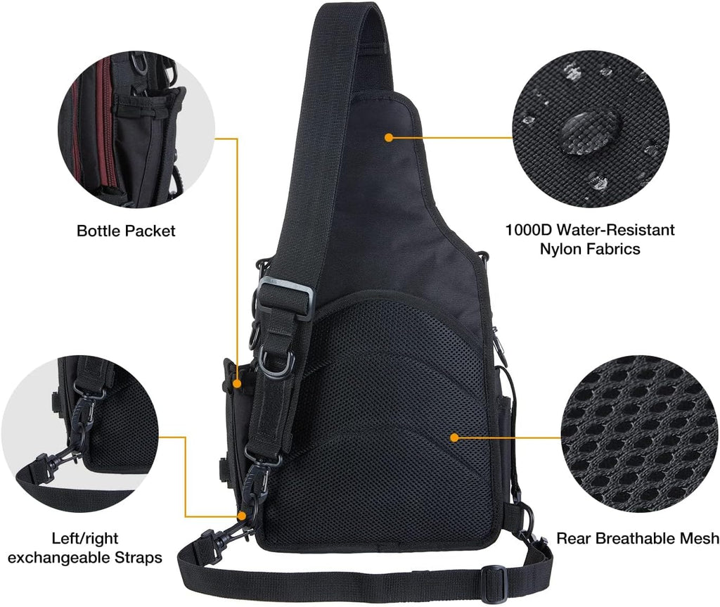 Piscifun Fishing Backpack with Rod Holder, Lightweight Sling Bag Storge Gear and Equipment