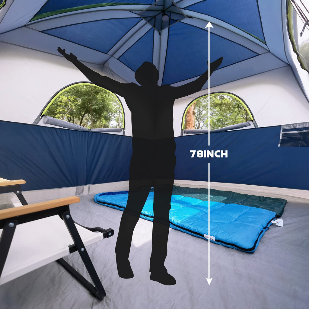 UNP Tents 6 Person Waterproof Windproof Easy Setup,Double Layer Family Camping Tent with 1 Mesh Door & 5 Large Mesh Windows -10'X9'X78in(H)