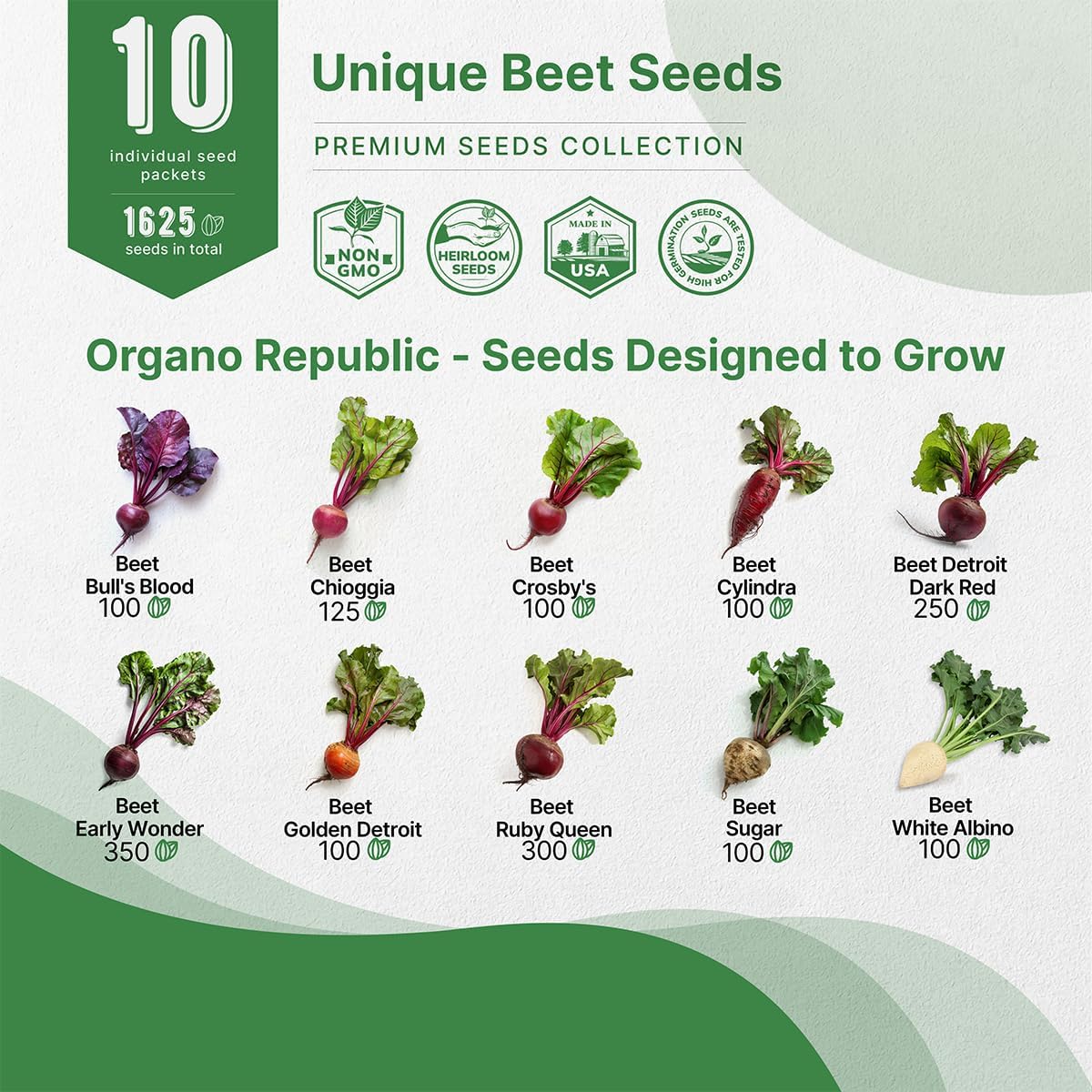 Organo Republic 8 Onion Seeds Variety Pack Heirloom, Non-GMO, Sets for Indoors, Outdoors Gardening. 2200+ Seeds: Walla Walla, Green Onion, Red Burgundy, White & Yellow Sweet Spanish Onions