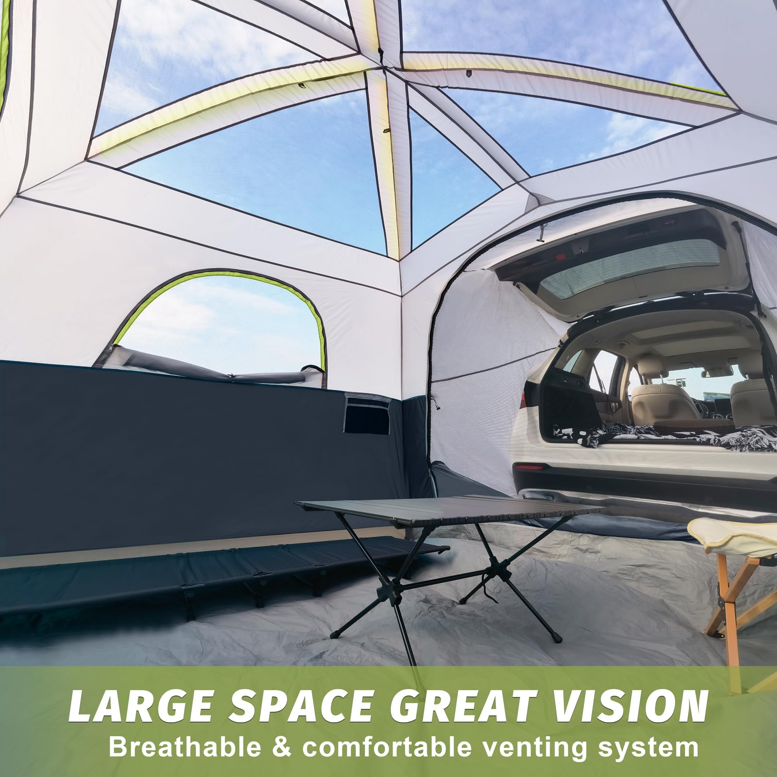 UNP SUV Tent for Camping, 6-Person SUV Tailgate Tent - Easy Set Up with Rainfly, 10'x9'x78in(H)