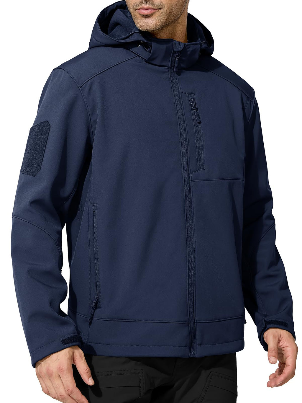 FREE SOLDIER Men's Lightweight Softshell Jacket Winter Fleece Lined Hooded Rain Waterproof Hiking Outdoor Jackets