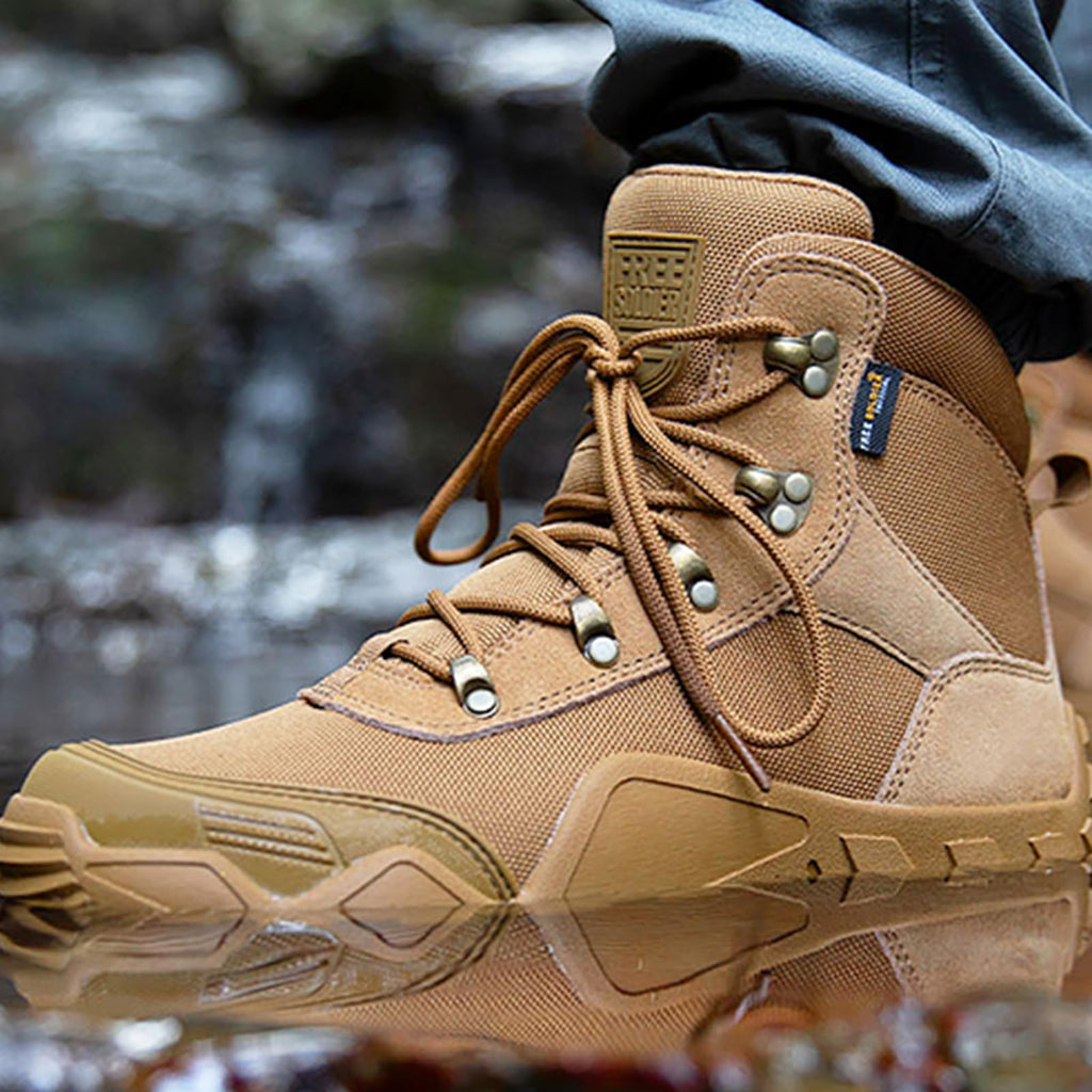 FREE SOLDIER Men's Waterproof Hiking Boots Tactical Work Boots Outdoor Lightweight Military Boots
