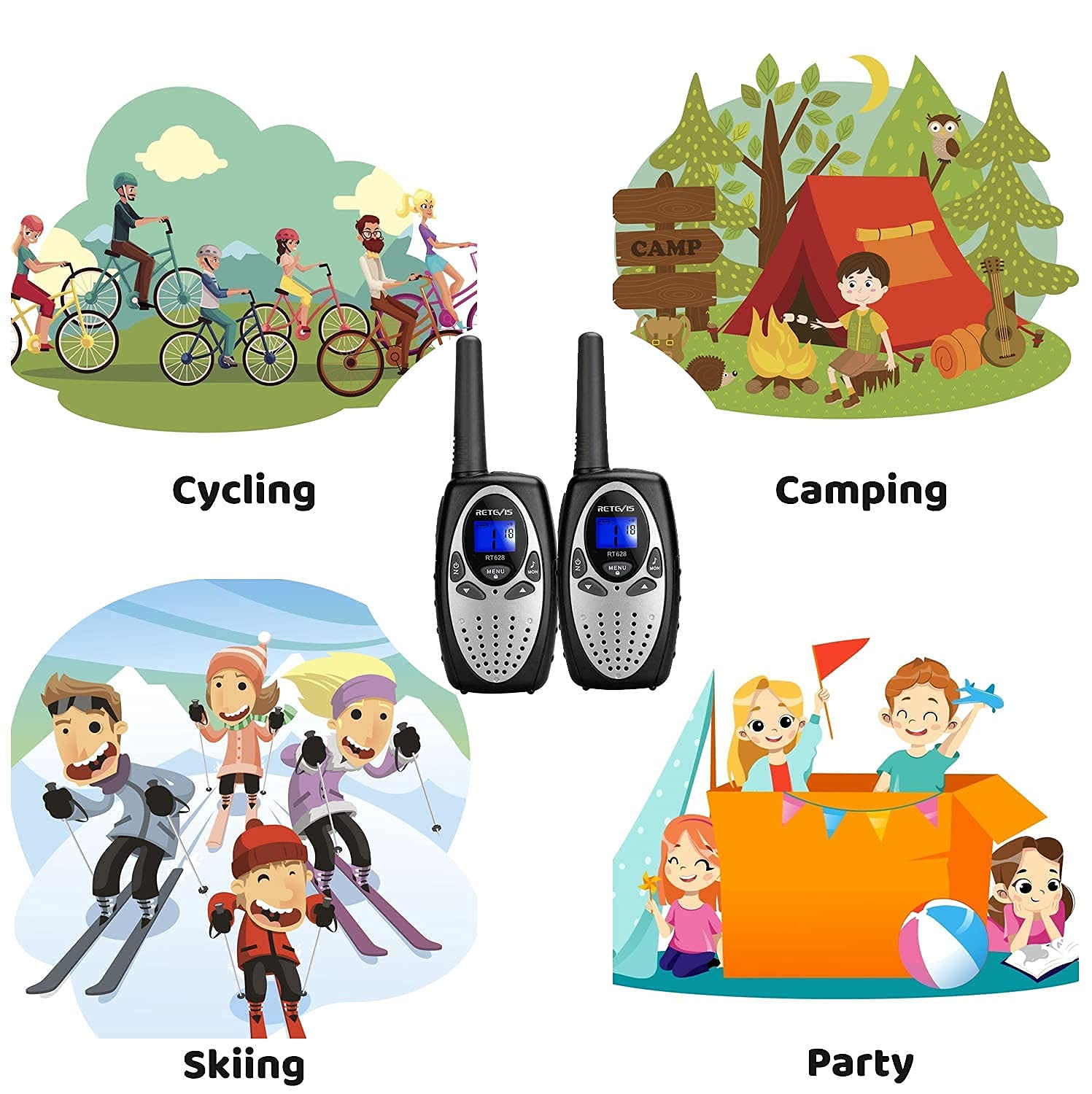 Retevis RT628 Walkie Talkies for Kids,Toys Gifts for 6-12 Years Old Boys Girls,Long Range 2 Way Radio 22CH VOX,Birthday Gift,Family Walkie Talkie for Camping Hiking Indoor Outdoor