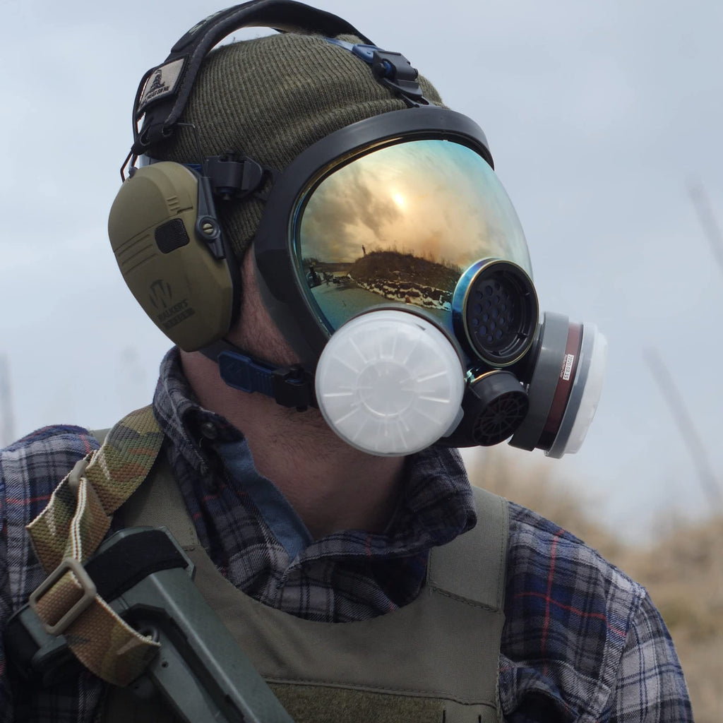 ST-100X Military Grade Full Face Respirator Mask with Advanced Air Filtration - For Chemical, Smoke, and Particulate Protection in Emergency Situations