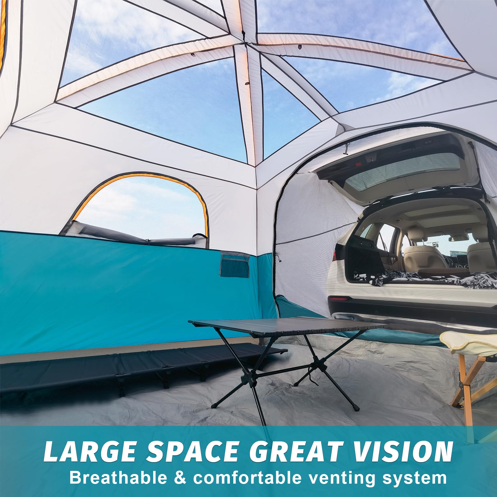 UNP SUV Tent for Camping, 6-Person SUV Tailgate Tent - Easy Set Up with Rainfly, 10'x9'x78in(H)