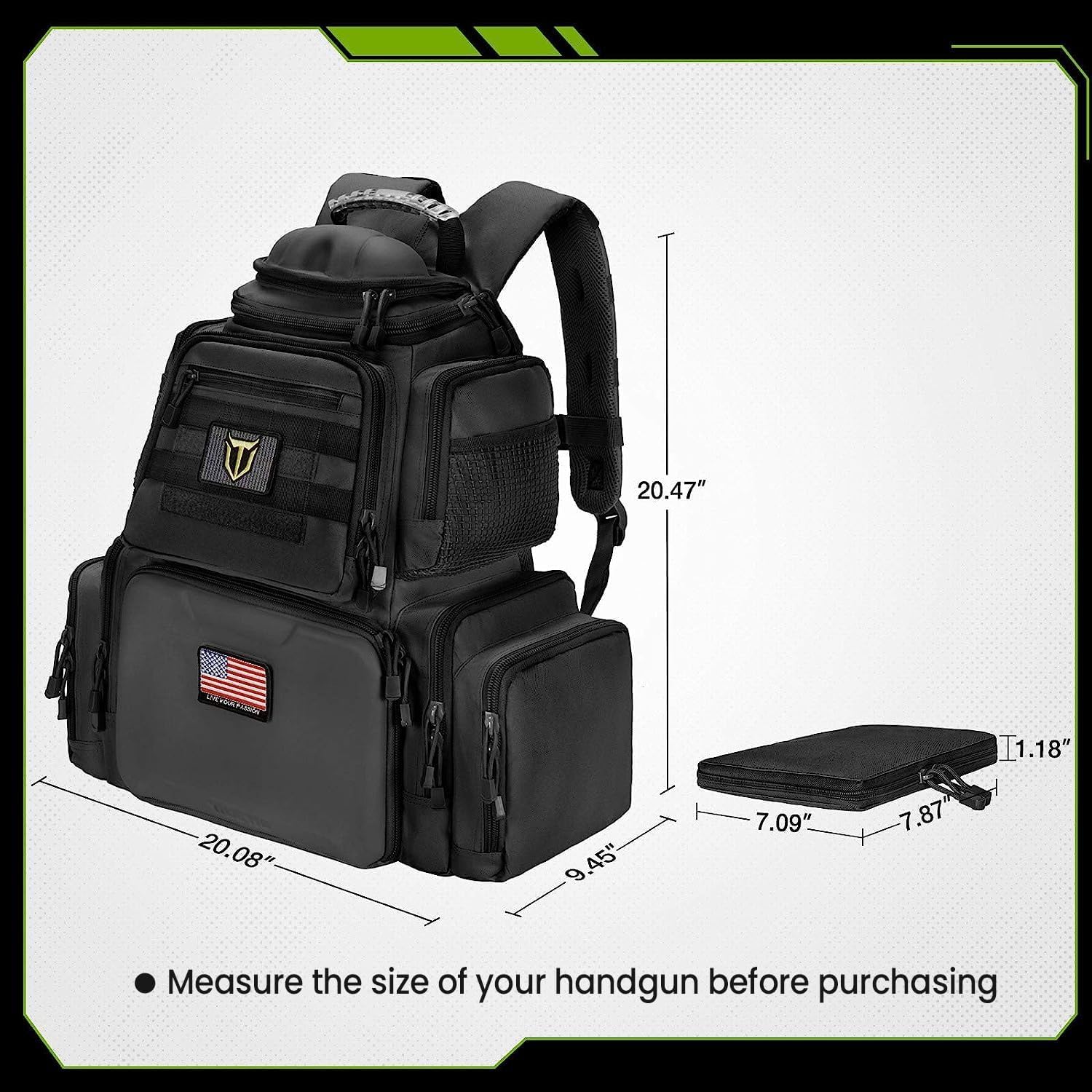 TIDEWE Tactical Range Backpack Bag for Gun and Ammo with Pistol Case