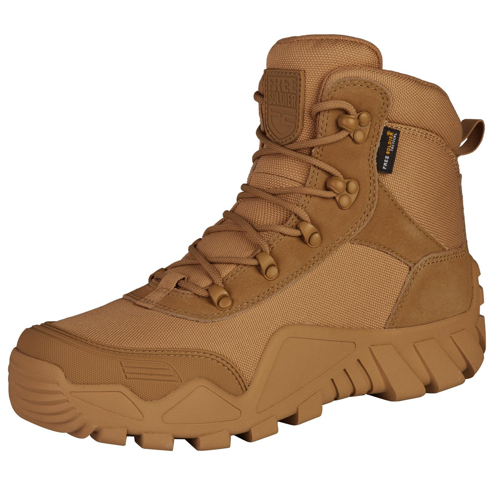 FREE SOLDIER Men's Waterproof Hiking Boots Tactical Work Boots Outdoor Lightweight Military Boots