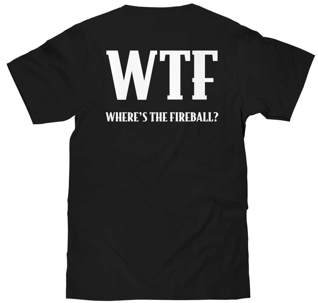 Where's The Fireball Whisky WTF Dragon Mascot T-Shirt - Black