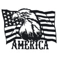 American Flag Decal – American Flag with Bald Eagle Head Decal – 7575