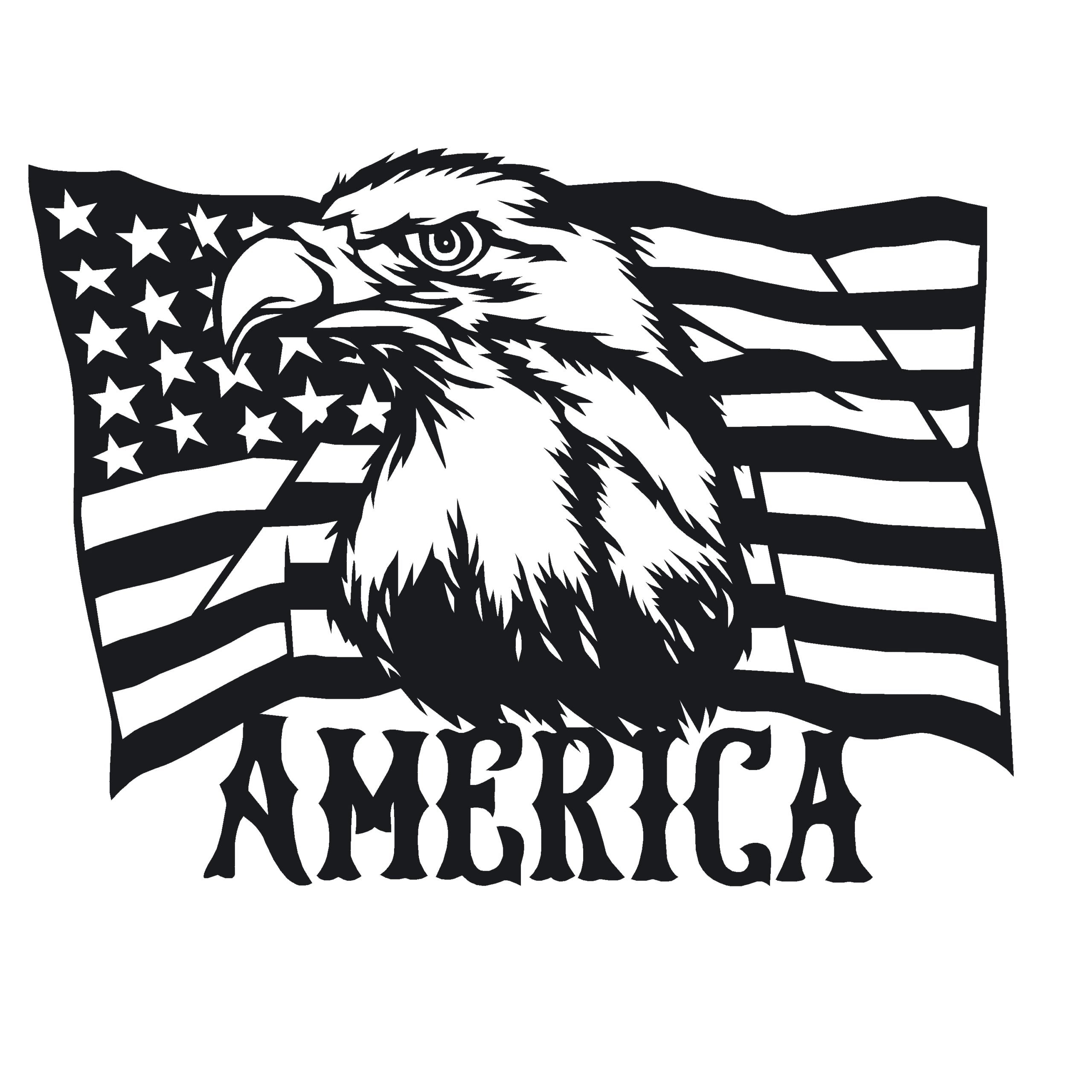 American Flag Decal – American Flag with Bald Eagle Head Decal – 7575