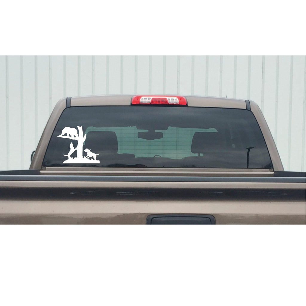 Bear Hunting Dog Decal – Treeing Dogs Vinyl Bear Sticker – 7584